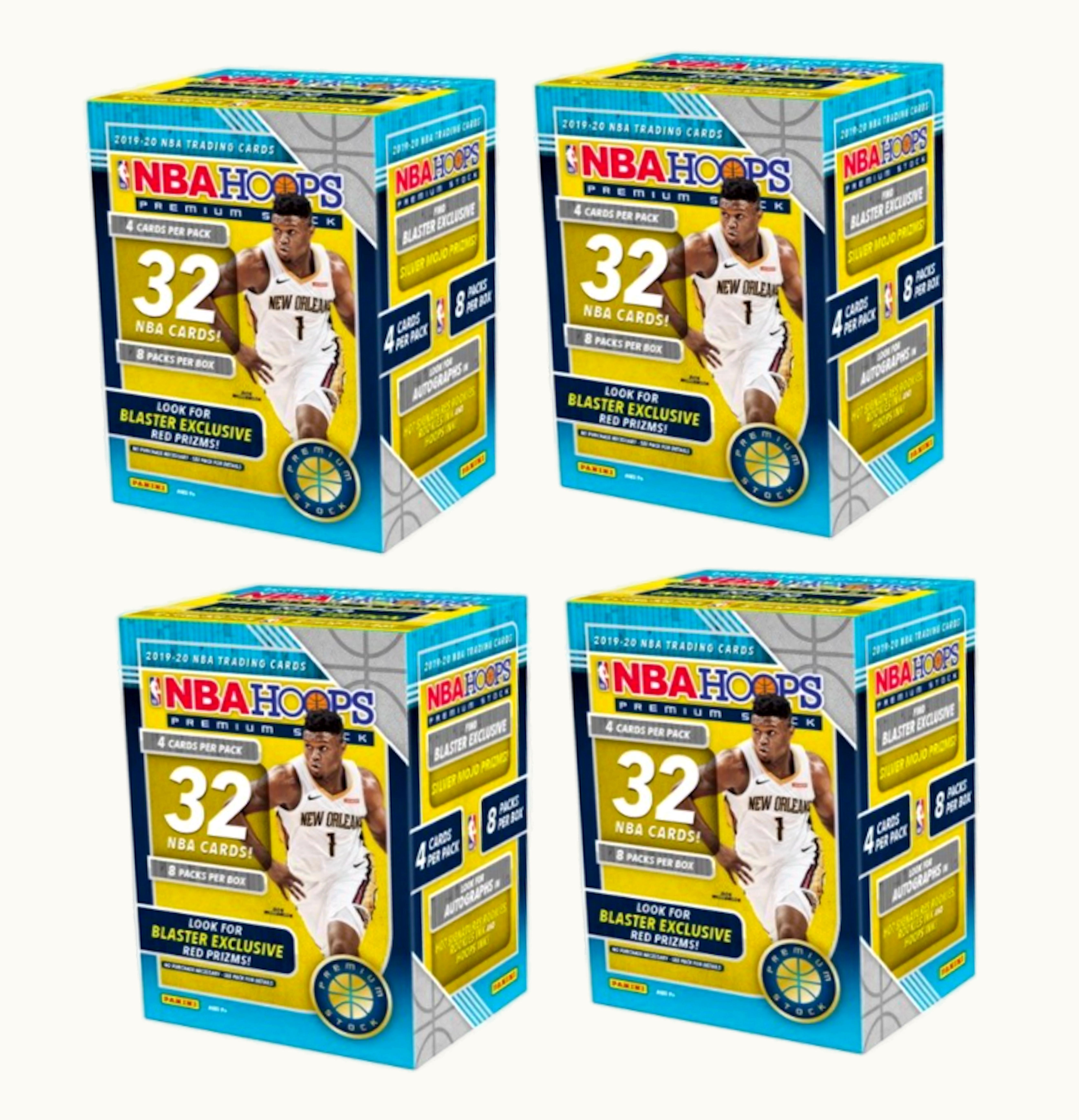 Panini 2019 20 Panini NBA Hoops Premium Stock Basketball Blaster Box 32 ct Red Prizms 4x Lot
