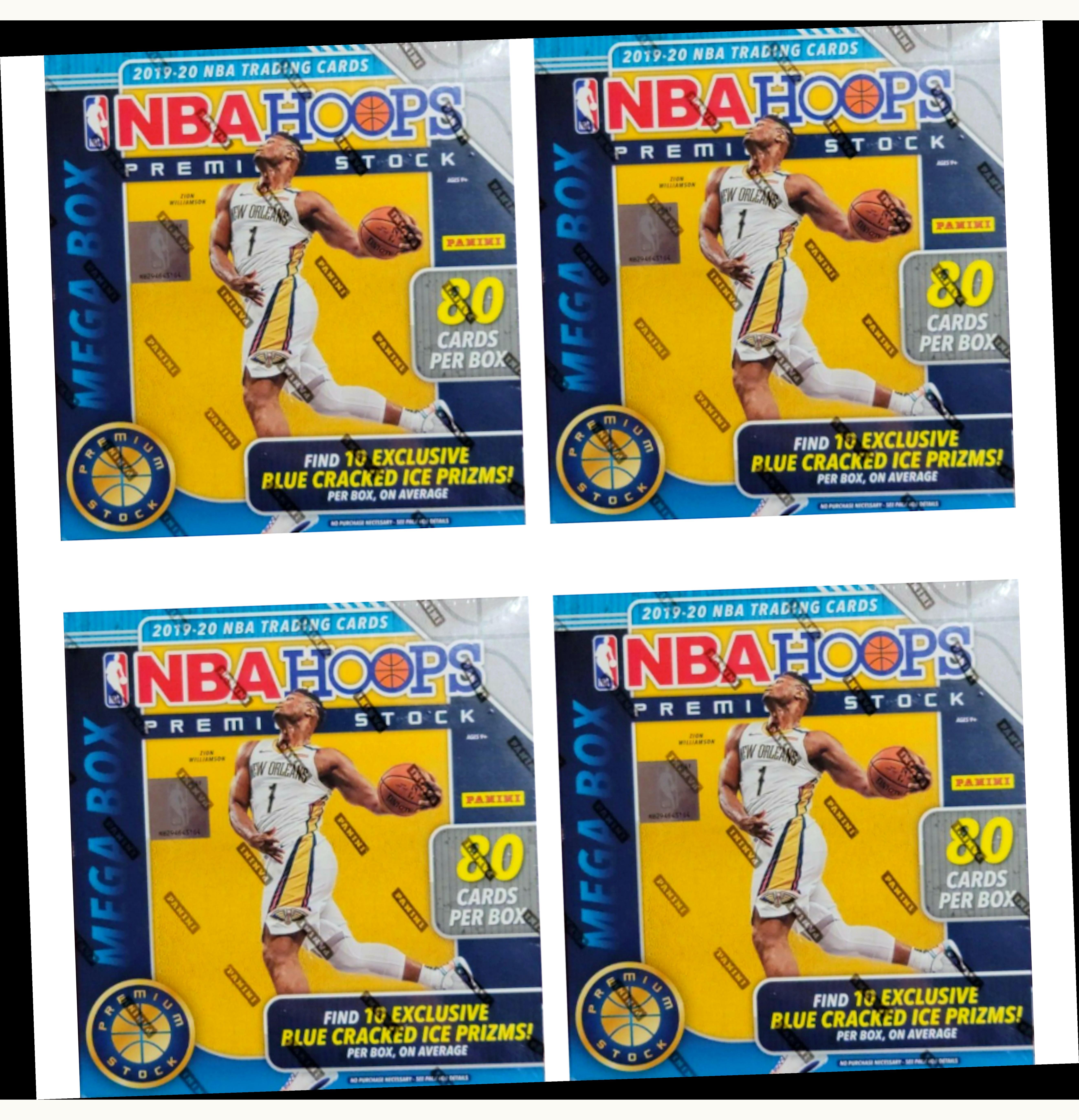 Panini 2019 20 Panini Hoops Premium Stock Basketball 80 Ct Mega Box Blue Cracked Ice 4x Lot