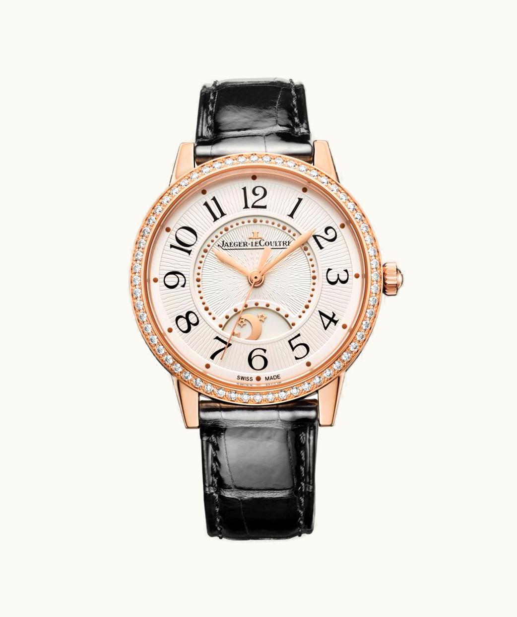 Jaeger-LeCoultre Rendez-Vous Night & Day Medium Pink Gold - Diamond / Silver / Alligator