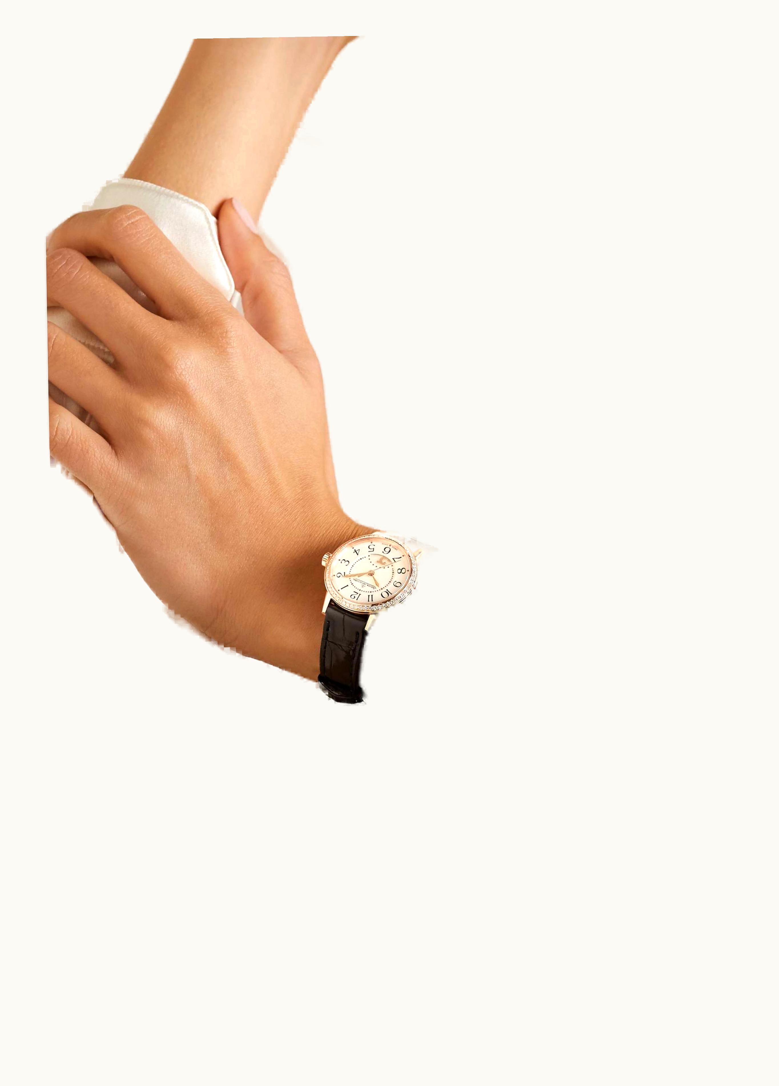 Jaeger-LeCoultre Rendez-Vous Night & Day Small Pink Gold - Diamond / Silver / Alligator