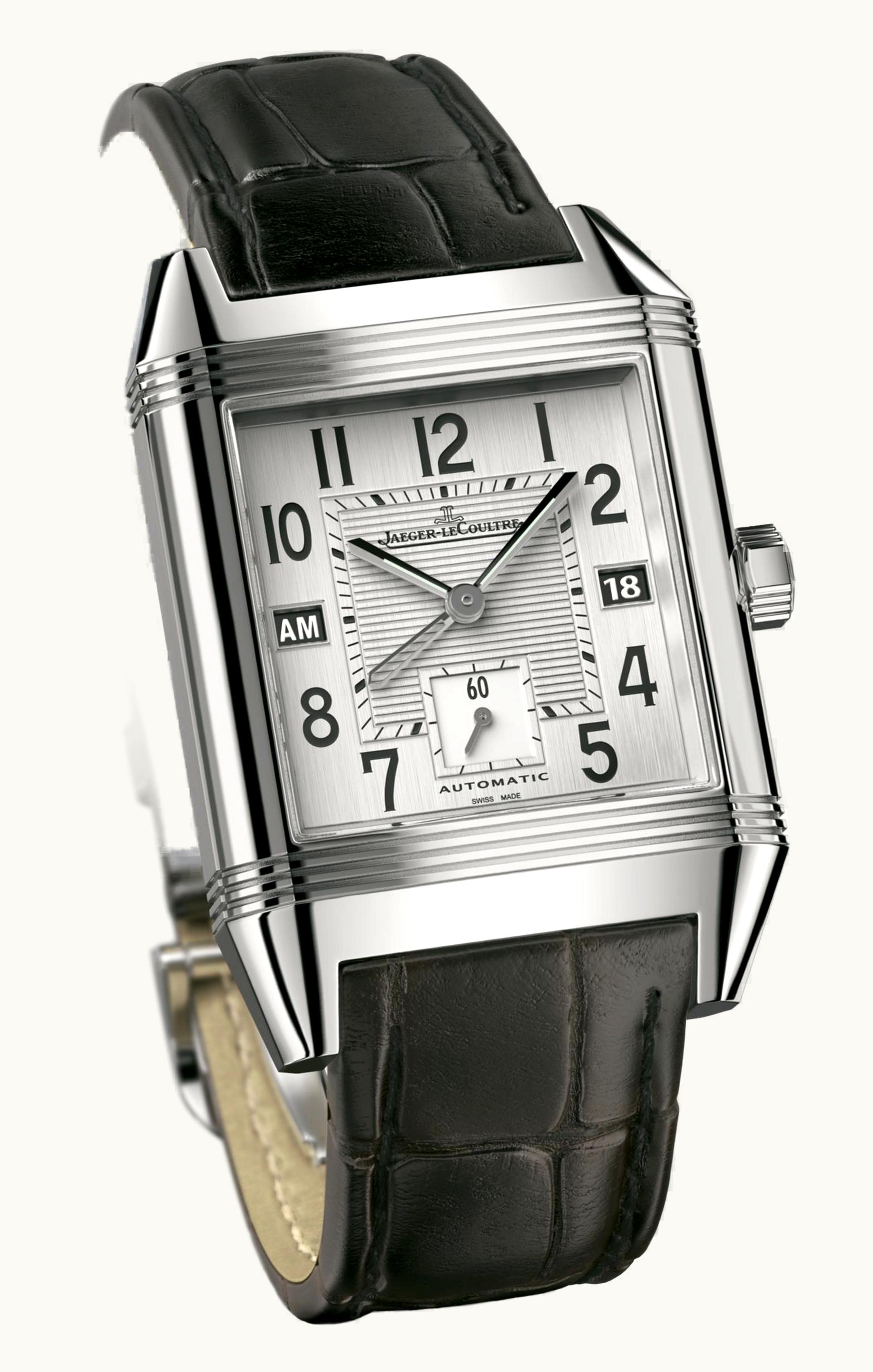 Jaeger-LeCoultre Reverso Squadra Hometime Stainless Steel / Silver / Alligator