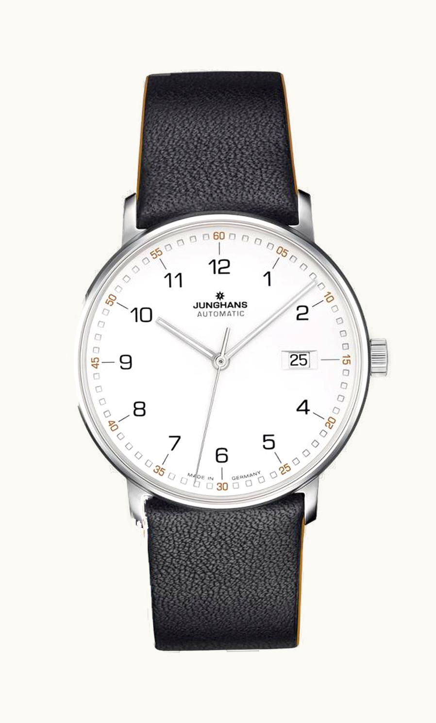 Junghans Form A Stainless Steel / White Arabic / Black Calf