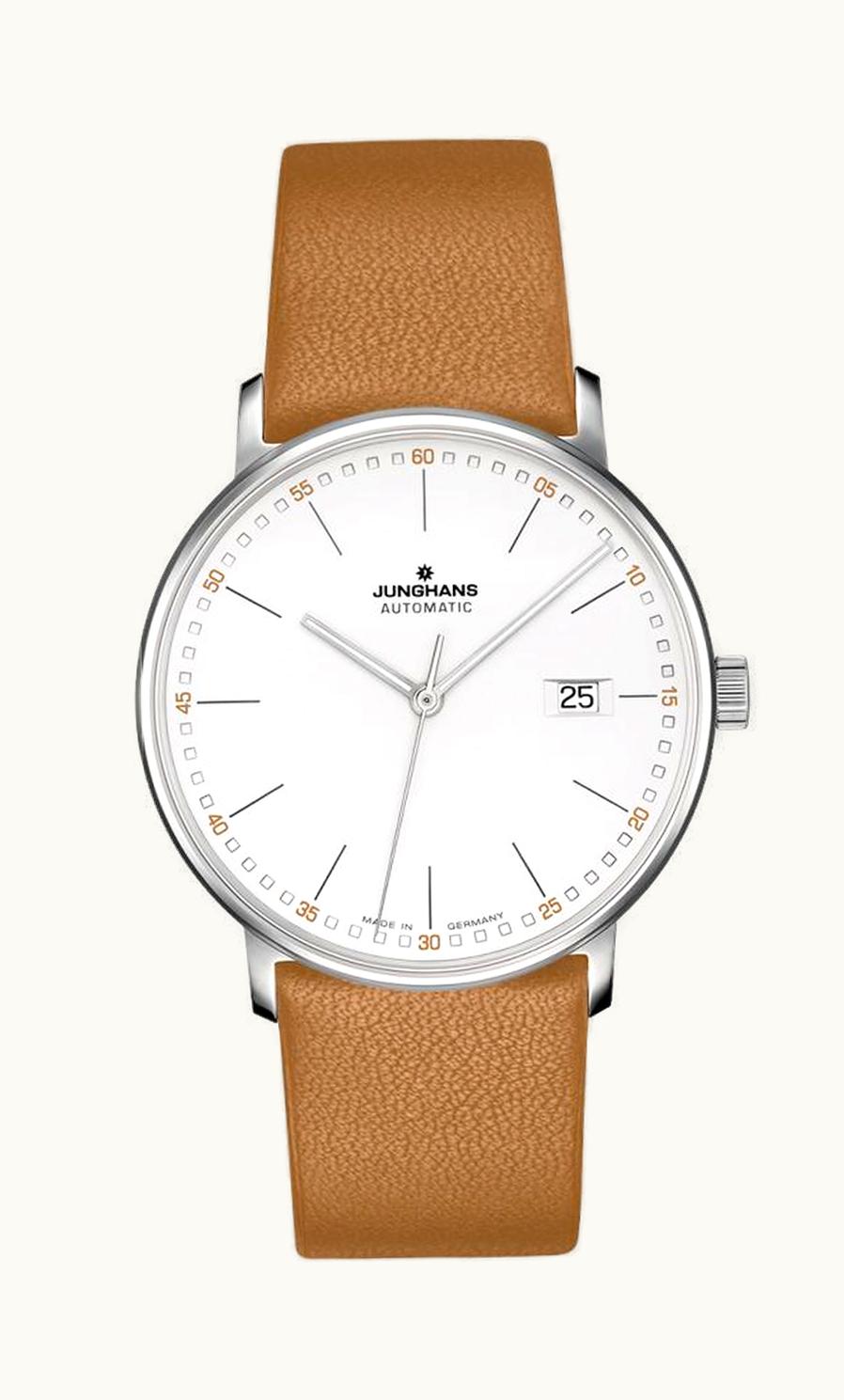 Junghans Form A Stainless Steel / White Stick / Brown Calf