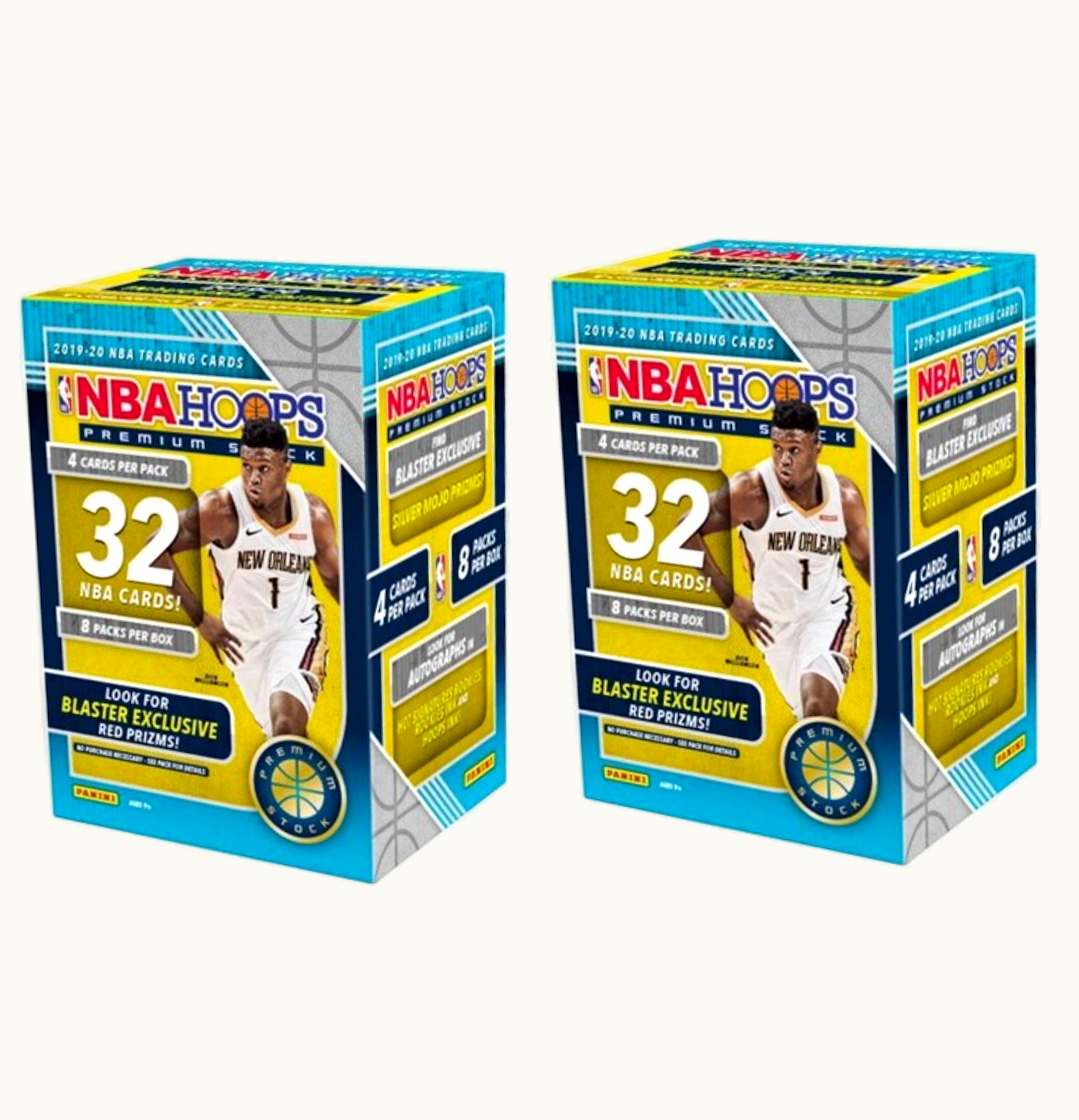 Panini 2019 20 Panini NBA Hoops Premium Stock Basketball Blaster Box 32 ct Red Prizms 2x Lot
