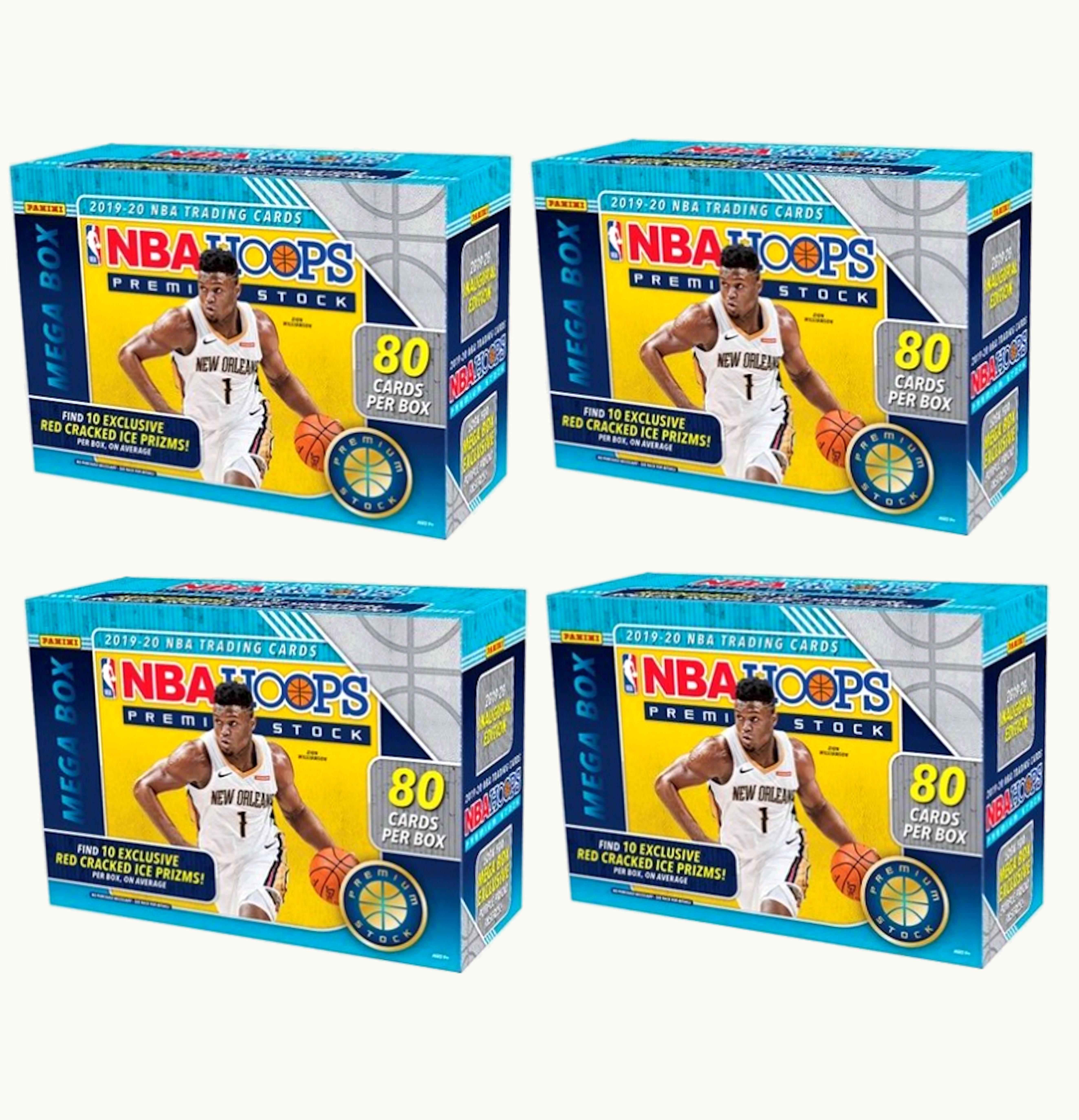 Panini 2019 20 Panini NBA Hoops Premium Stock Basketball Mega Box 80 ct 4x Lot
