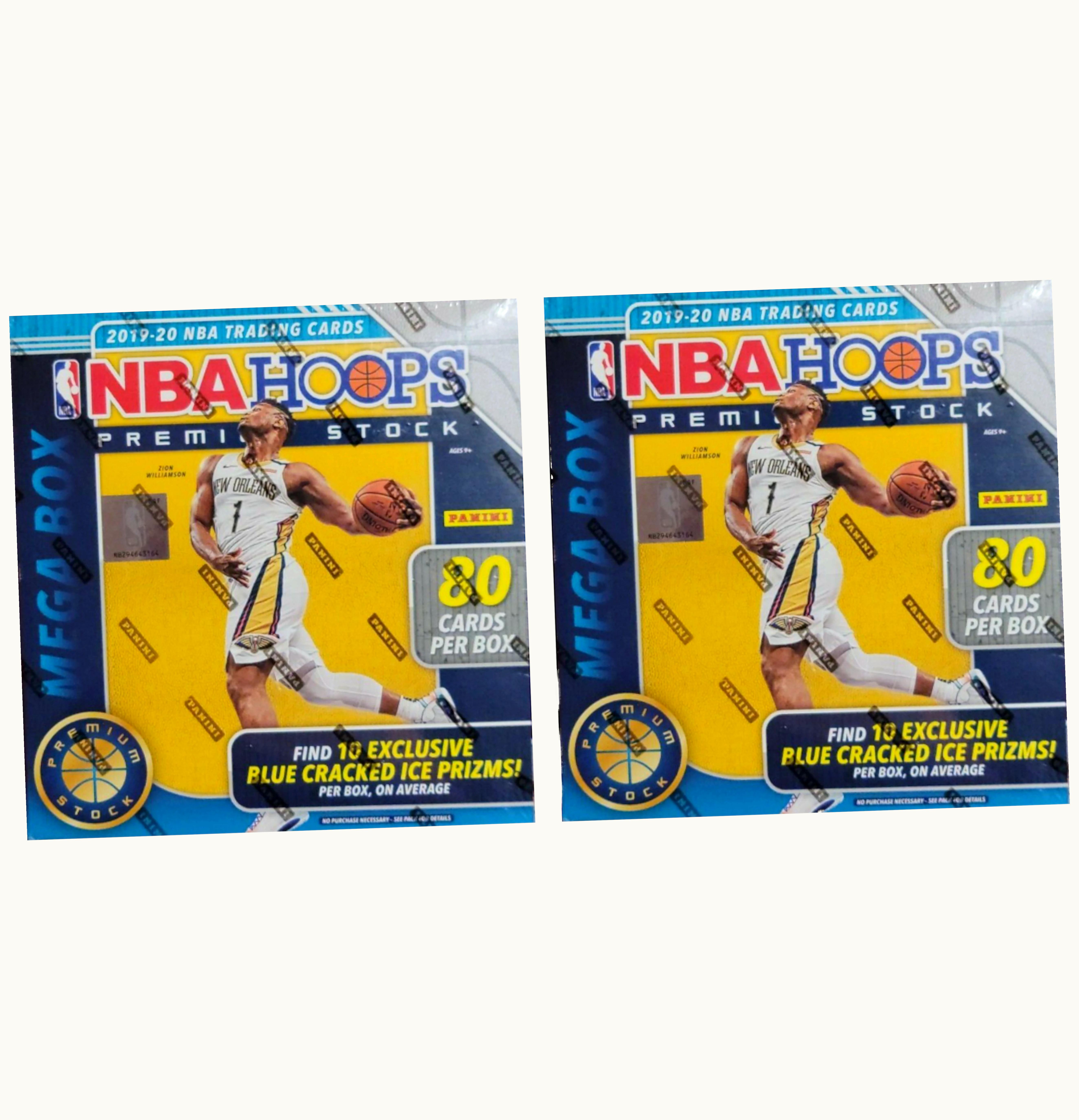 Panini 2019 20 Panini Hoops Premium Stock Basketball 80 Ct Mega Box Blue Cracked Ice 2x Lot