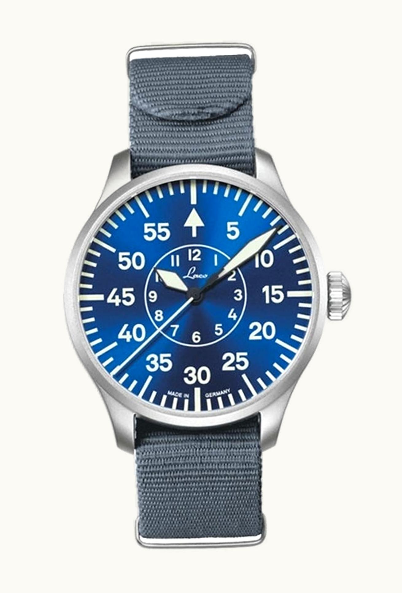 Laco Pilot Watch Original Aachen Blaue Stunde Stainless Steel / Blue