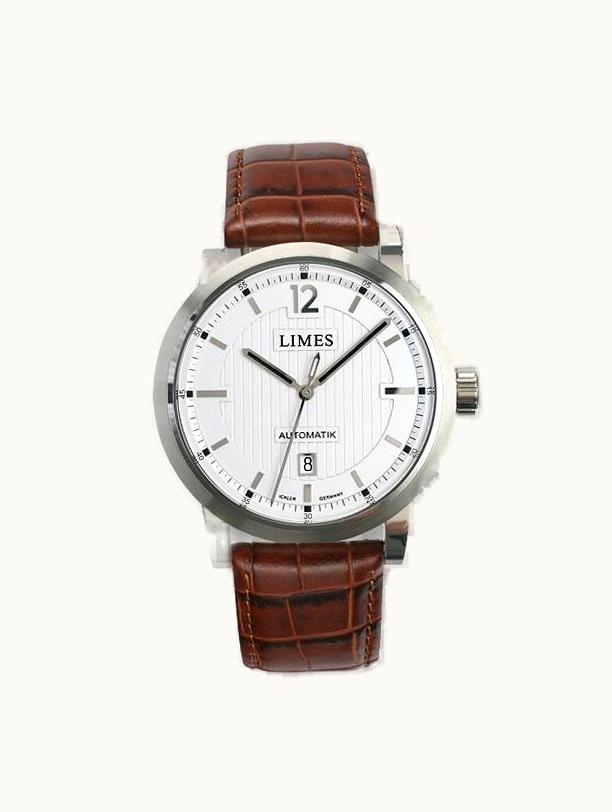 Limes Chyros Automatic - Silvered / brown leather strap (Croco)