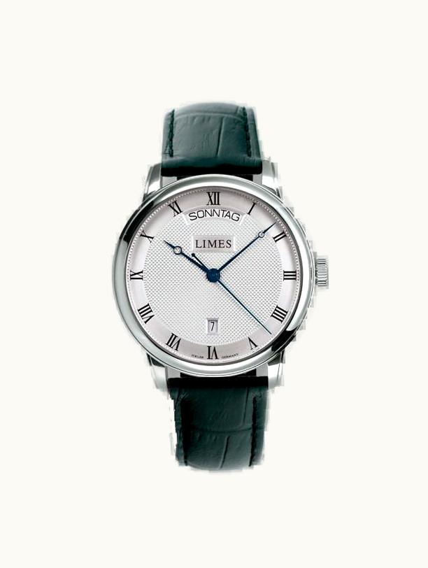 Limes Pharo DayDate - silvered - black leather strap