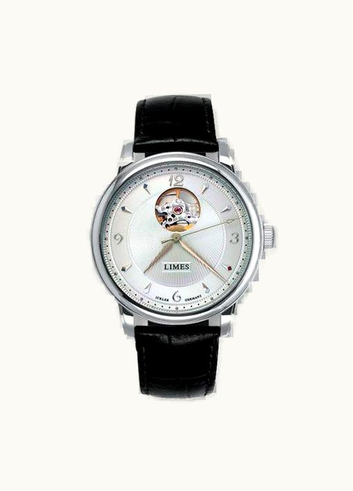 Limes Pharo Open Balance - Silvered / black leather strap