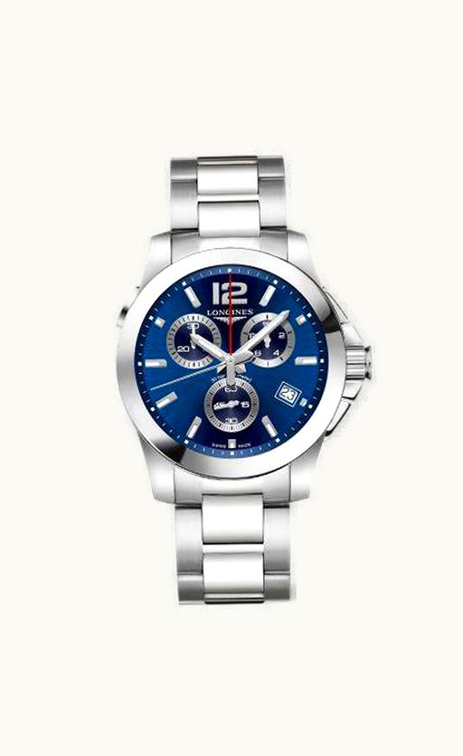 Longines Conquest Chronograph Quartz 41 Stainless Steel / Blue / Bracelet