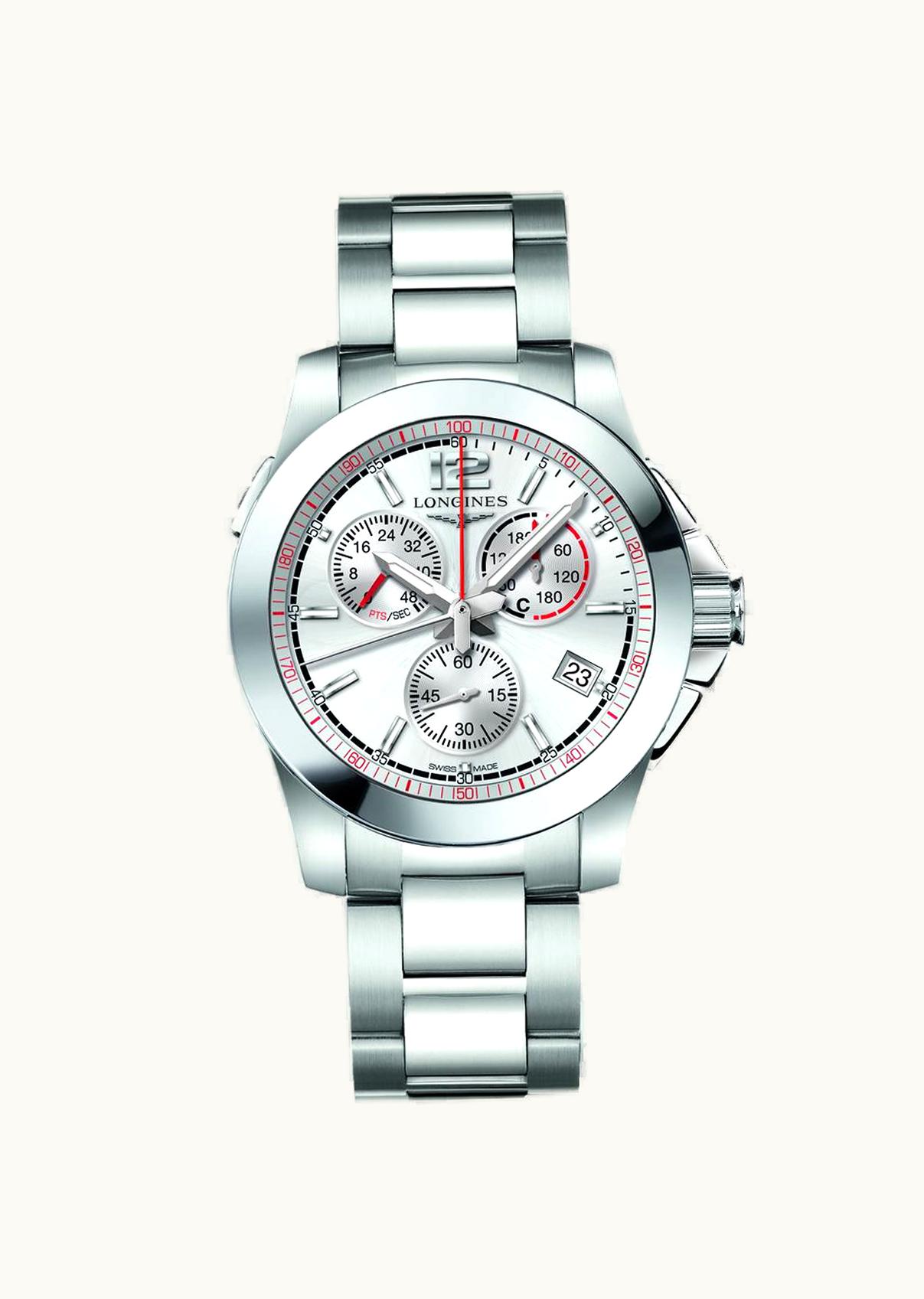Longines Conquest Chronograph Quartz Jumping 41 Stainless Steel / Silver / Bracelet