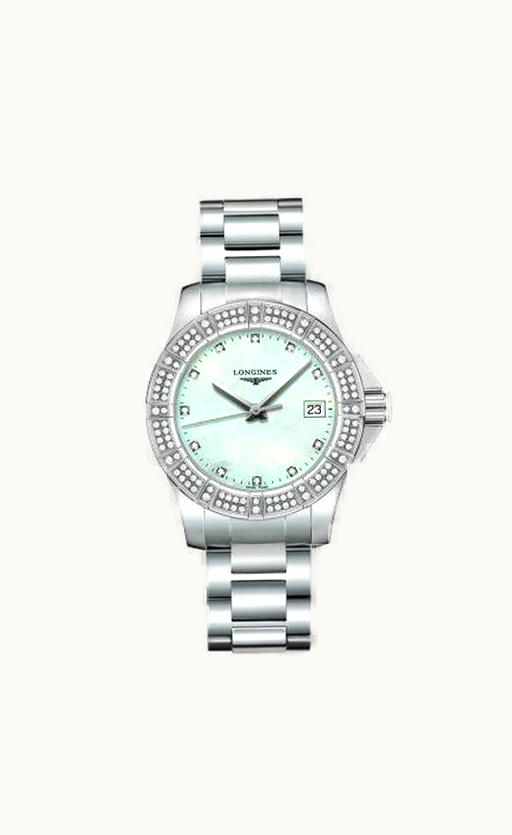 Longines Conquest 35 Quartz Stainless Steel Diamond Bezel