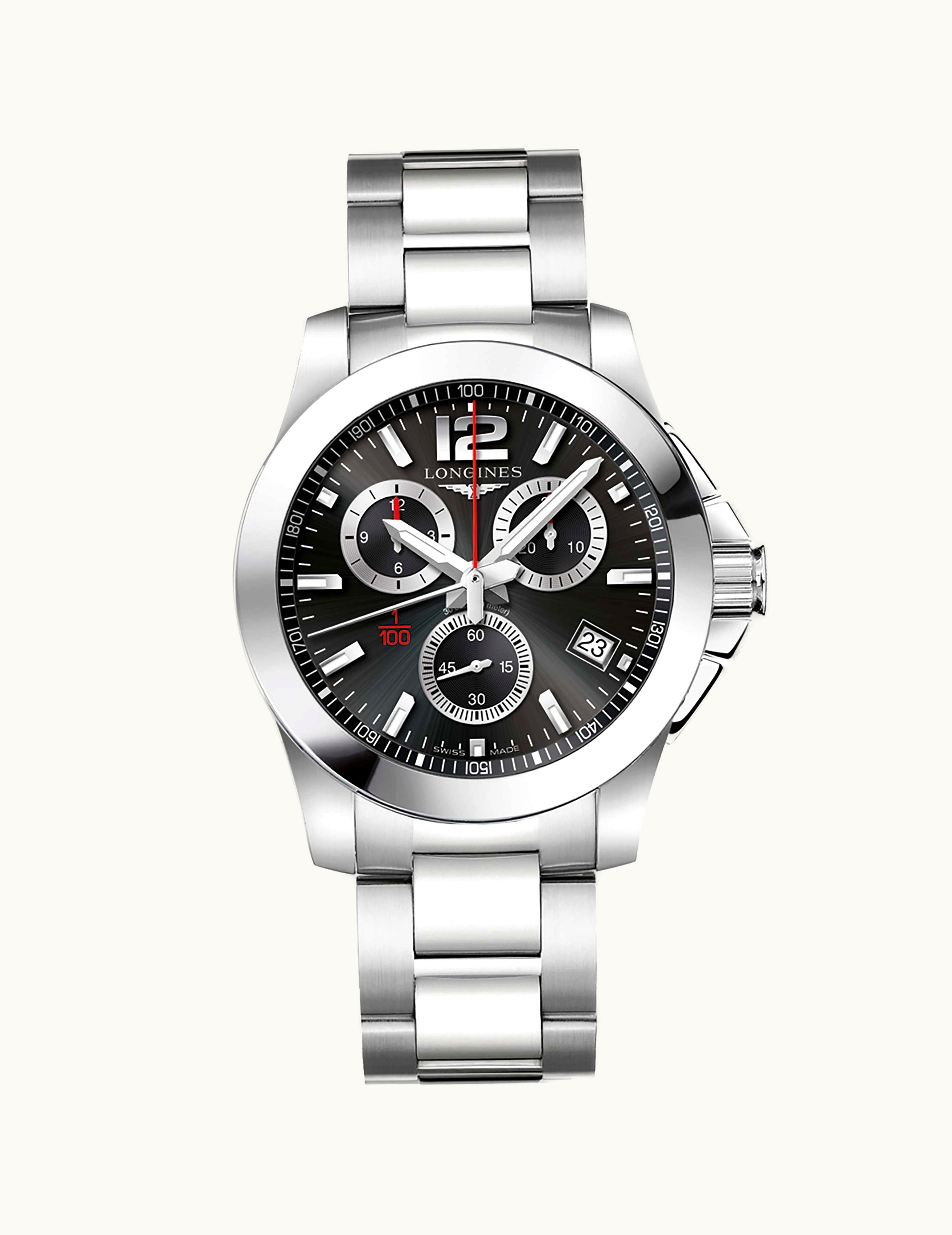 Longines Conqyuest Chronograph Quartz 41 Stainless Steel / Black / Bracelet