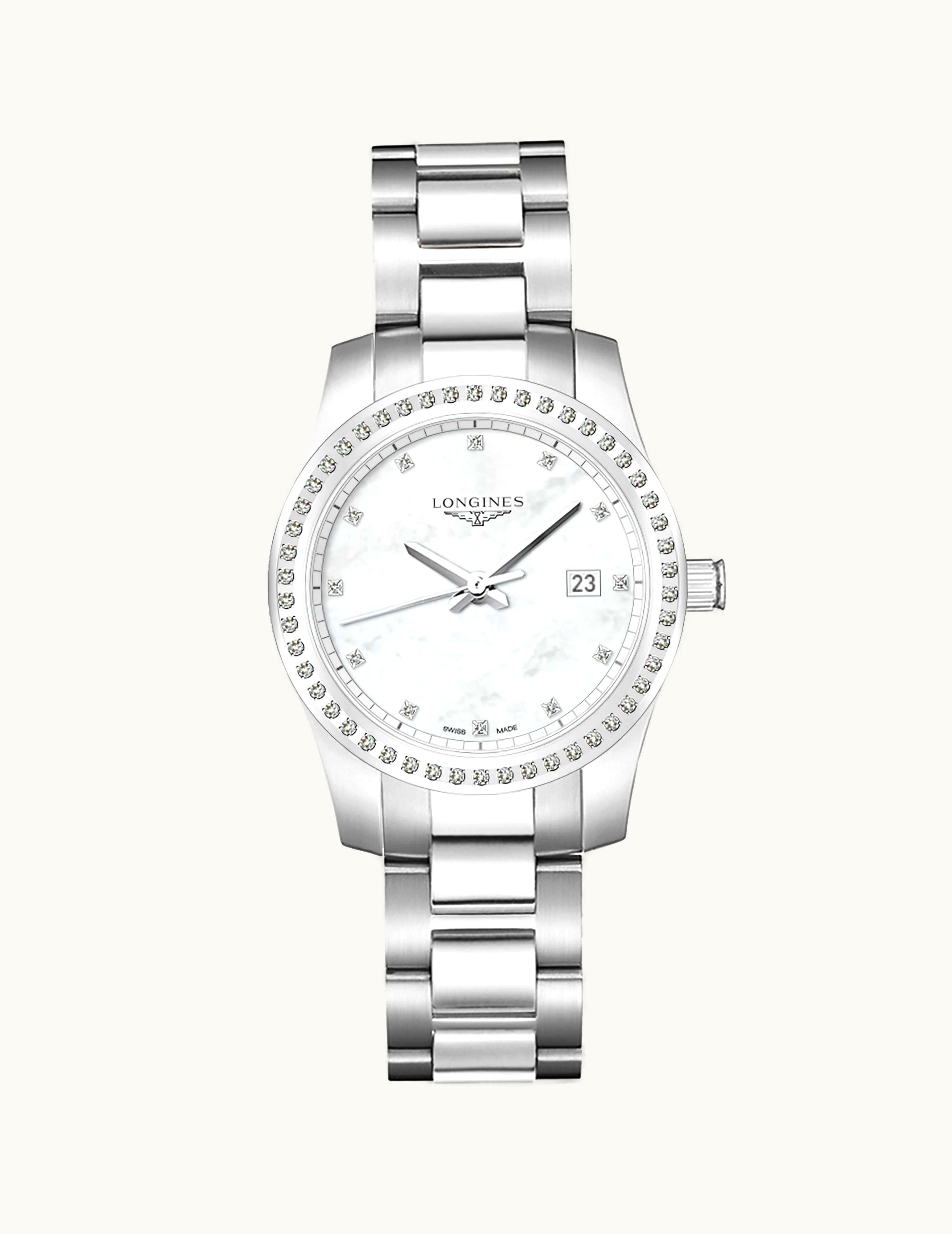 Longines Conquest Quartz 36 Stainless Steel - Diamond / MOP