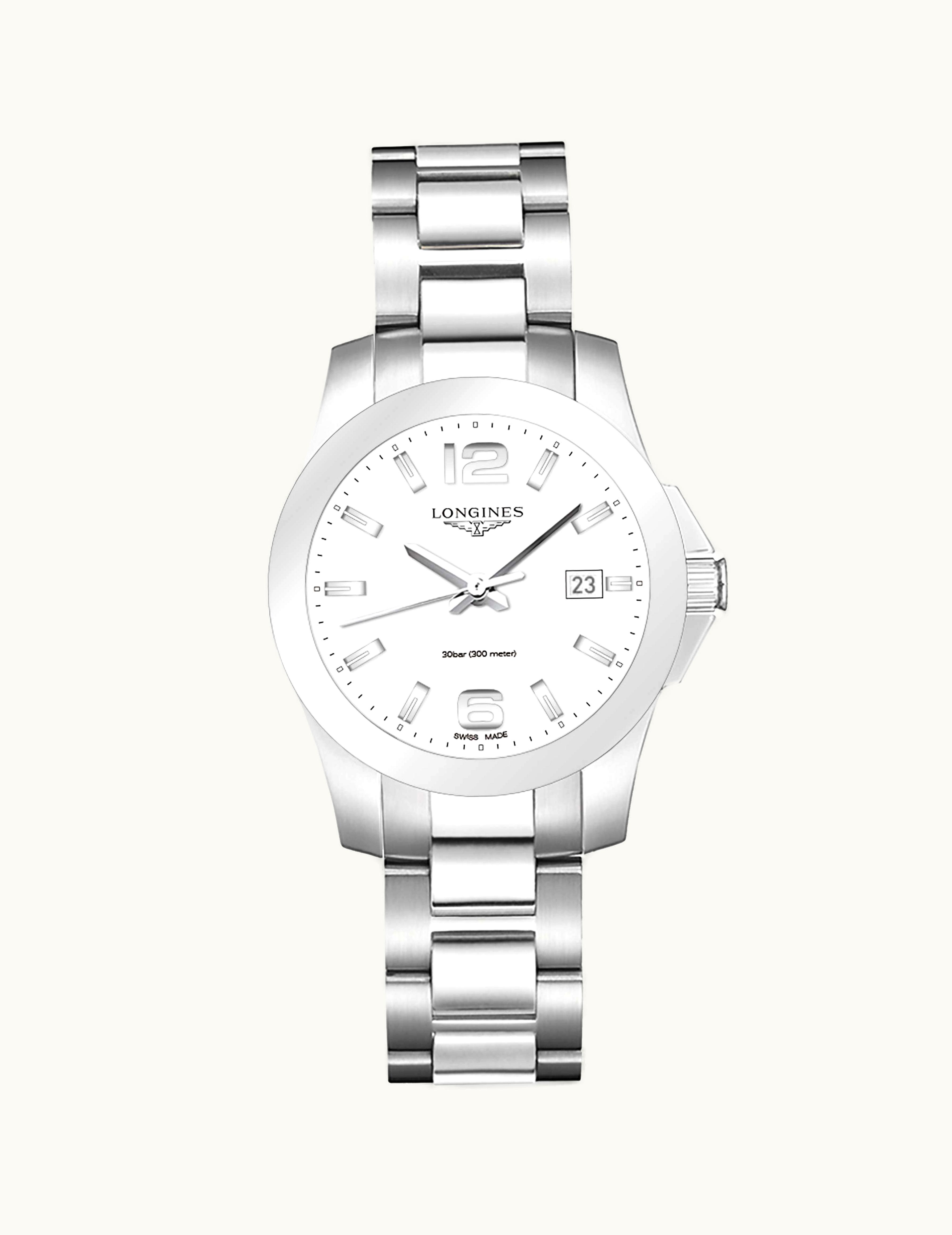 Longines Conquest Quartz 36 Stainless Steel / White