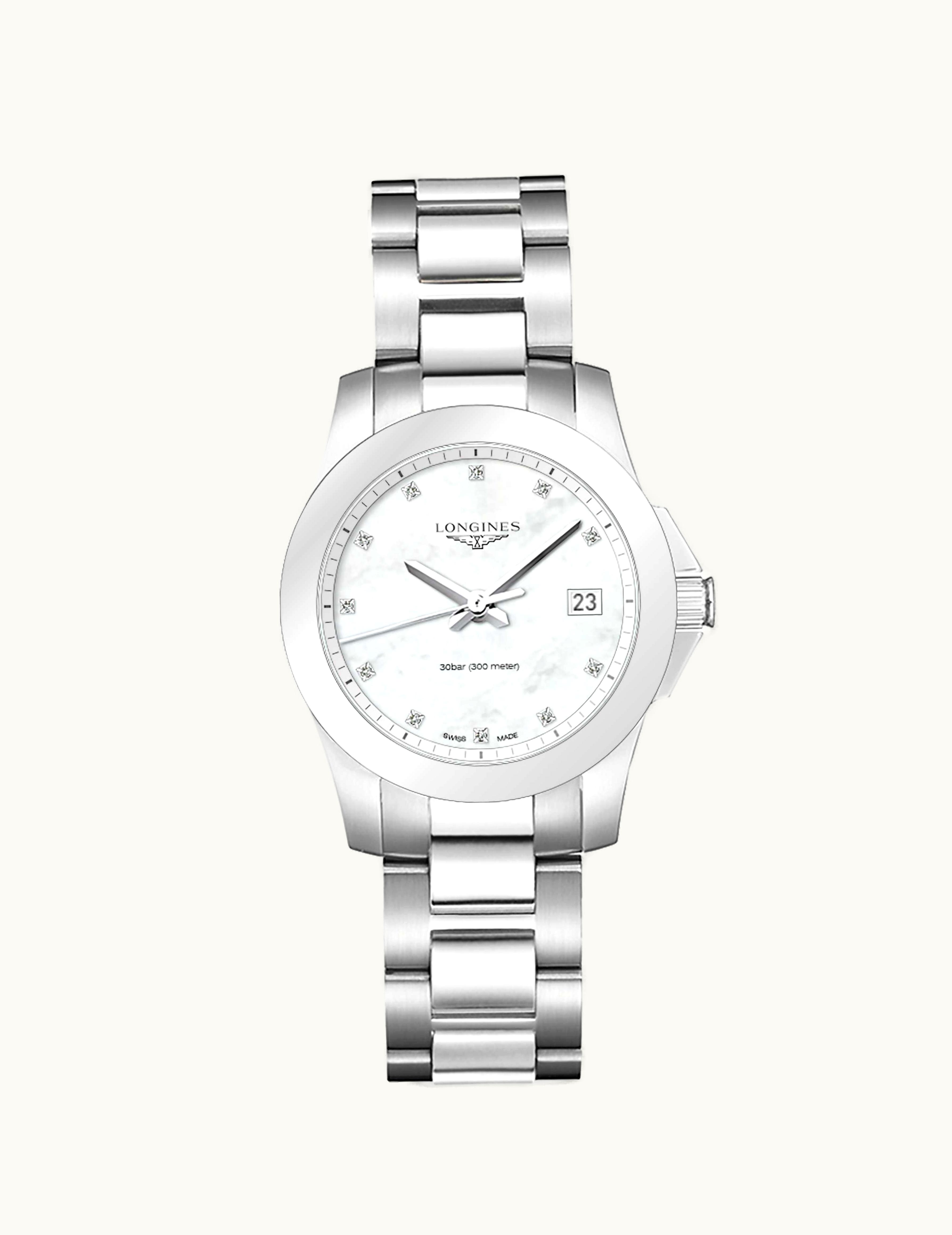 Longines Conquest Quartz 34 Stainless Steel / MOP