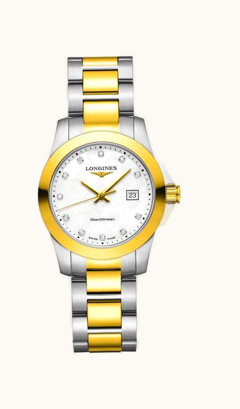 Longines Conquest 29.5 Quartz Moonphase Stainless Steel / White / Bracelet