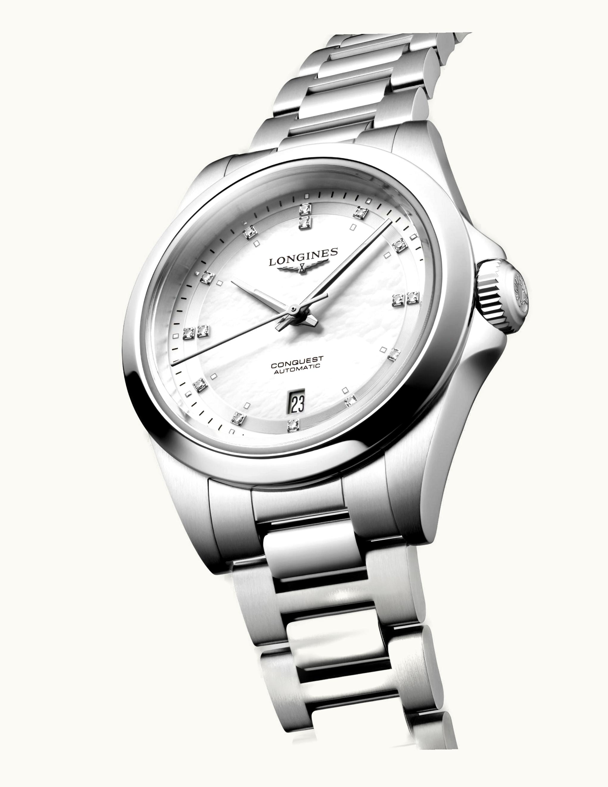 Longines Conquest 30 Stainless Steel / MOP - Diamond / Bracelet