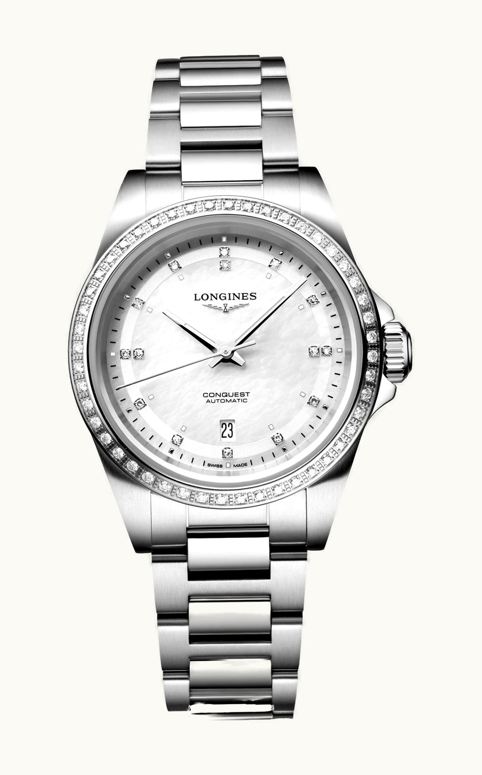 Longines Conquest 30 Stainless Steel - Diamond / MOP - Diamond / Bracelet