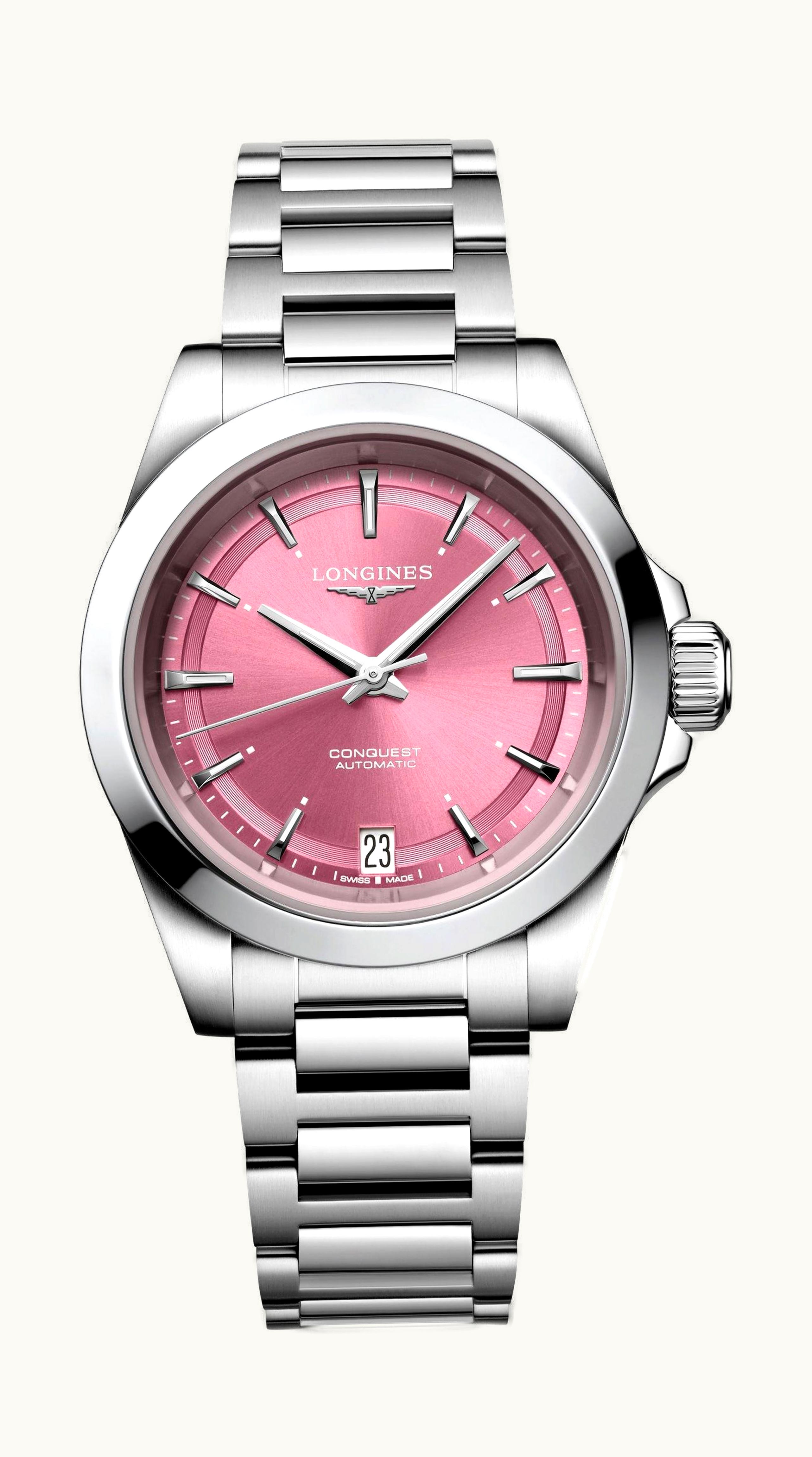 Longines Conquest 34 Stainless Steel - Pink Gold / Silver / Rubber
