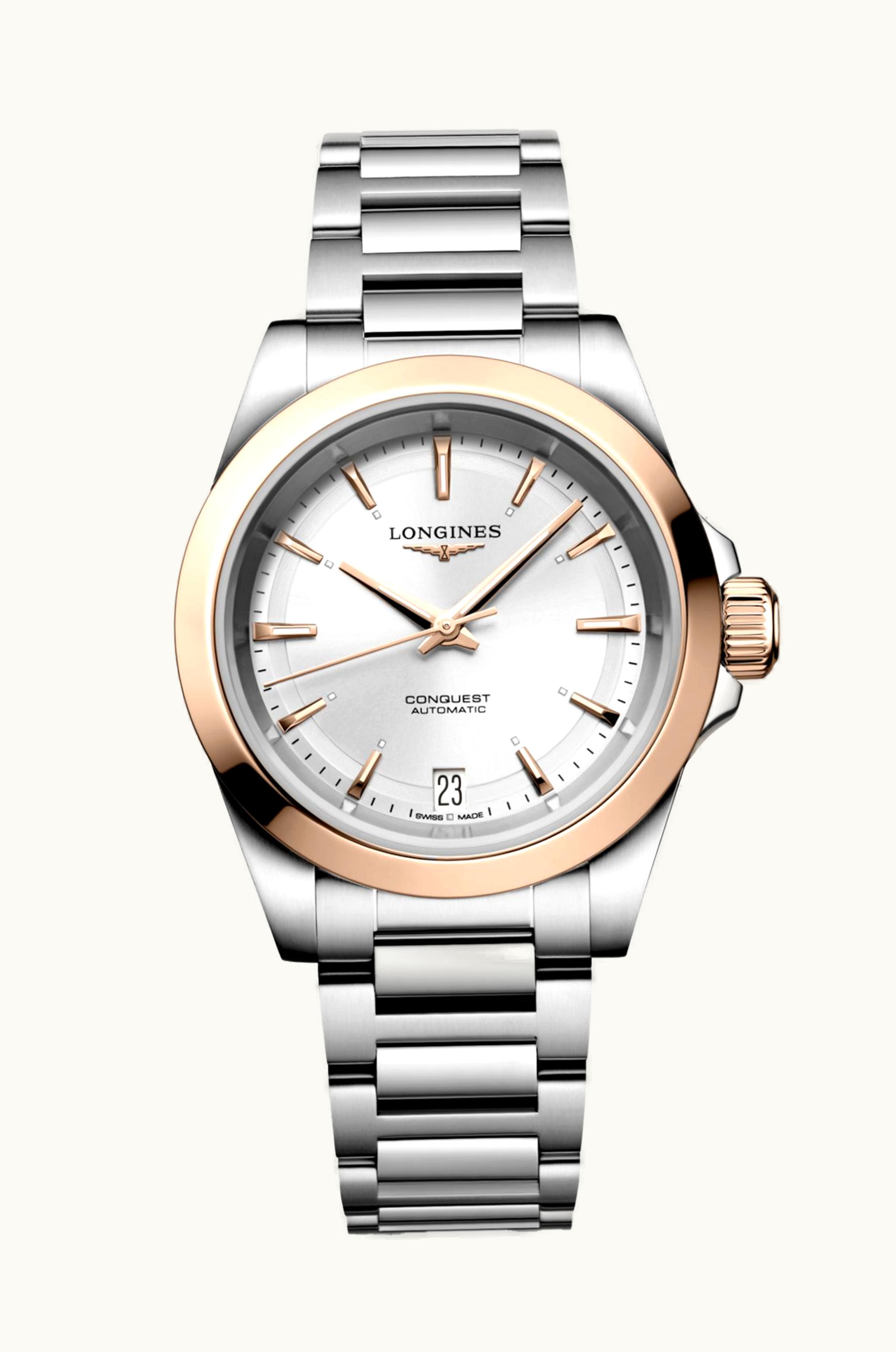 Longines Conquest 34 Stainless Steel - Pink Gold / Silver / Bracelet
