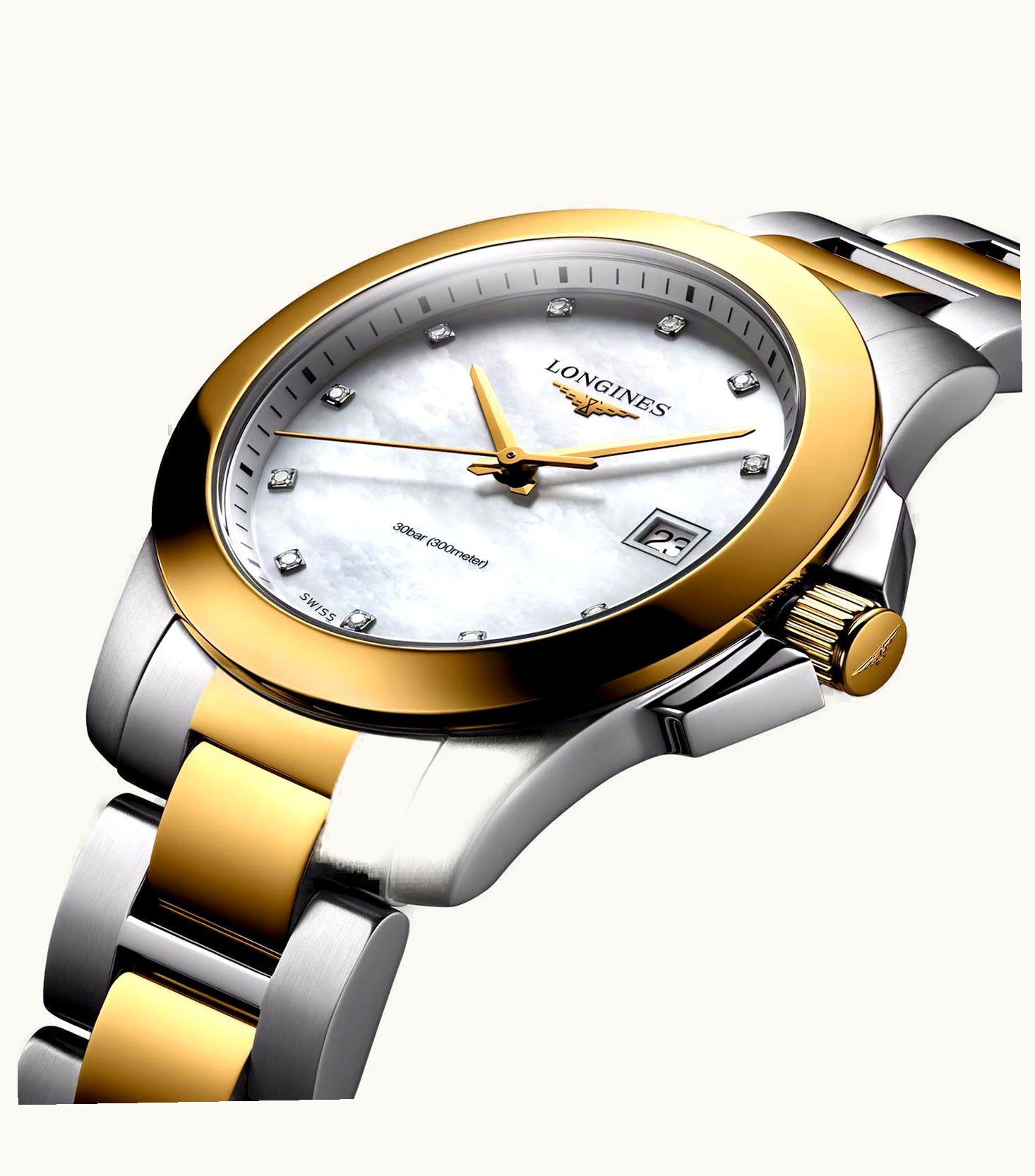 Longines Conquest Quartz 34 Stainless Steel - Yellow Gold / MOP