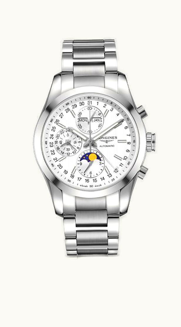 Longines Conquest Classic Moonphase Stainless Steel / Silver / Bracelet