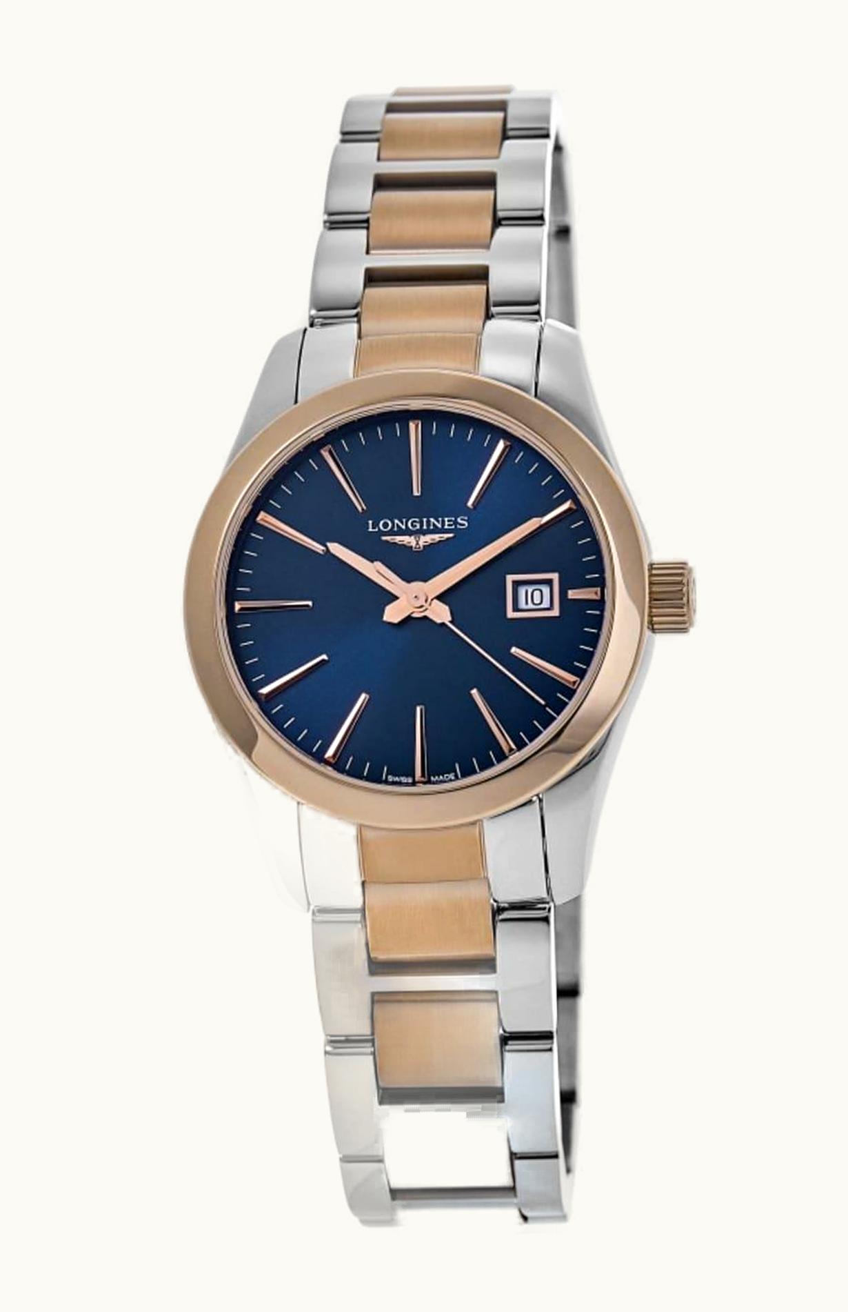 Longines Conquest Classic Quartz 29.5 Stainless Steel / Red Gold PVD / Blue