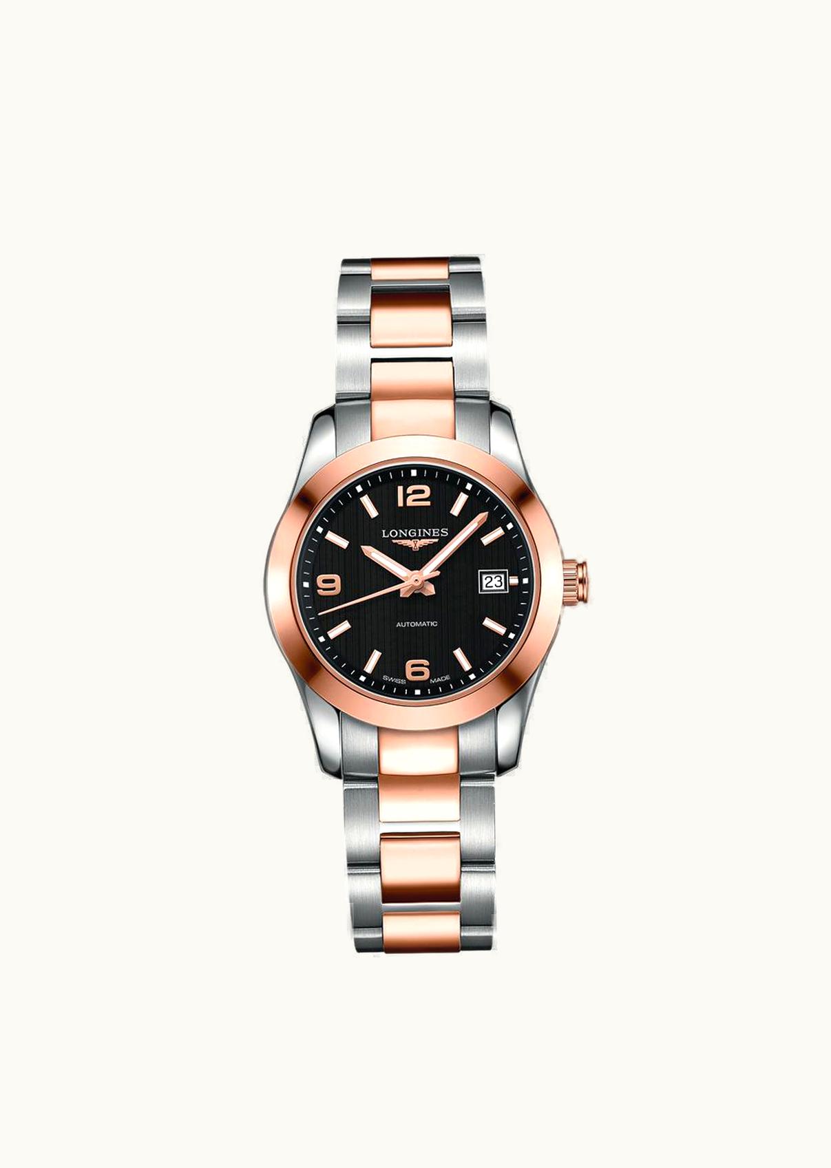 Longines Conquest Classic Automatic 29.5 Stainless Steel / Red Gold / Black / Bracelet