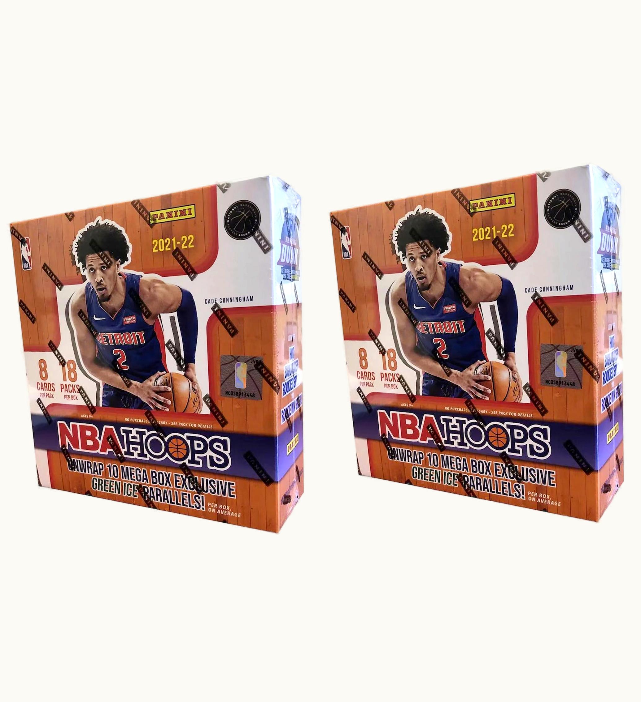 Panini 2021 22 Panini NBA Hoops Basketball Fanatics Exclusive Mega Box Green Ice Parallels 2x Lot