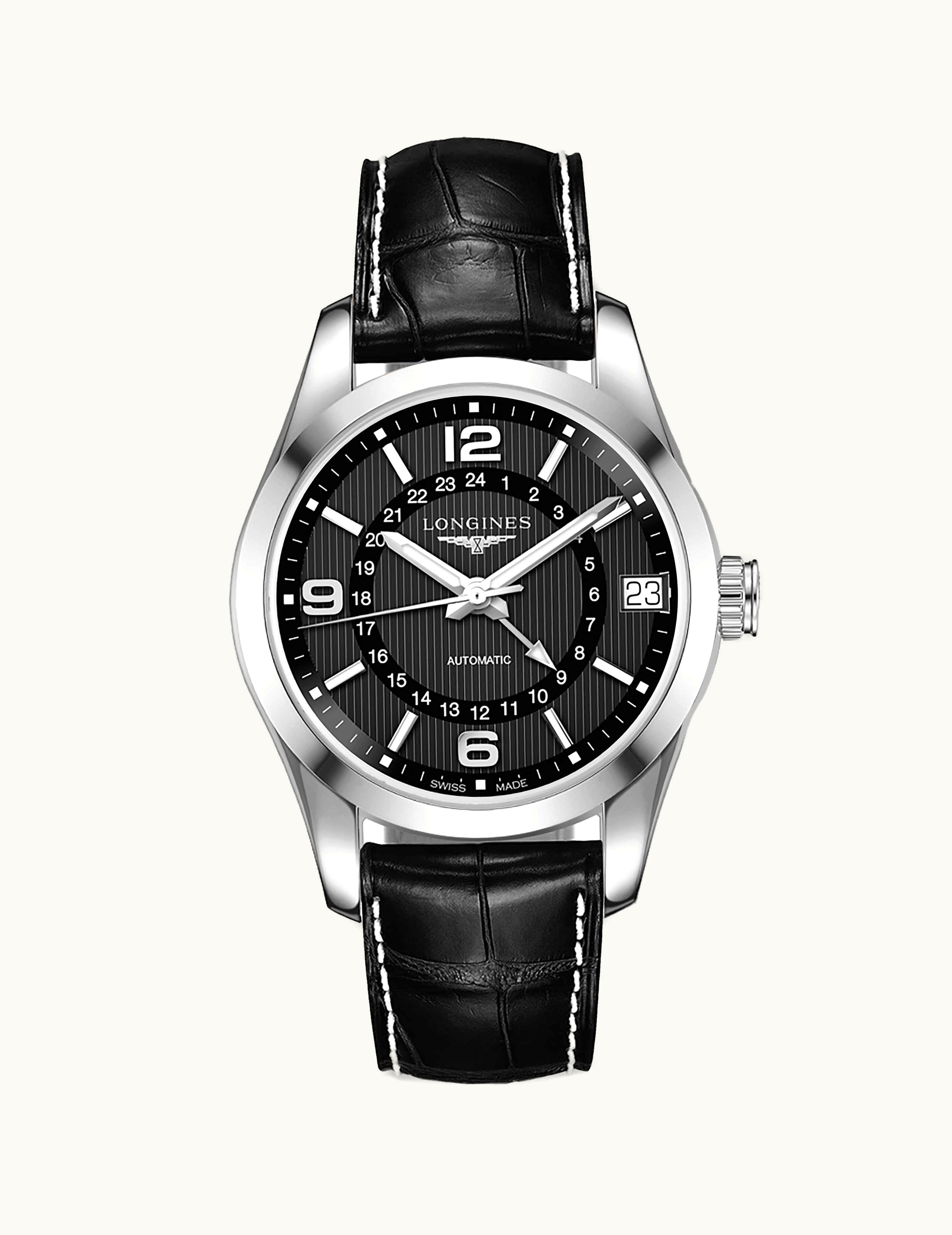 Longines Conquest Classic 42 GMT Stainless Steel / Black
