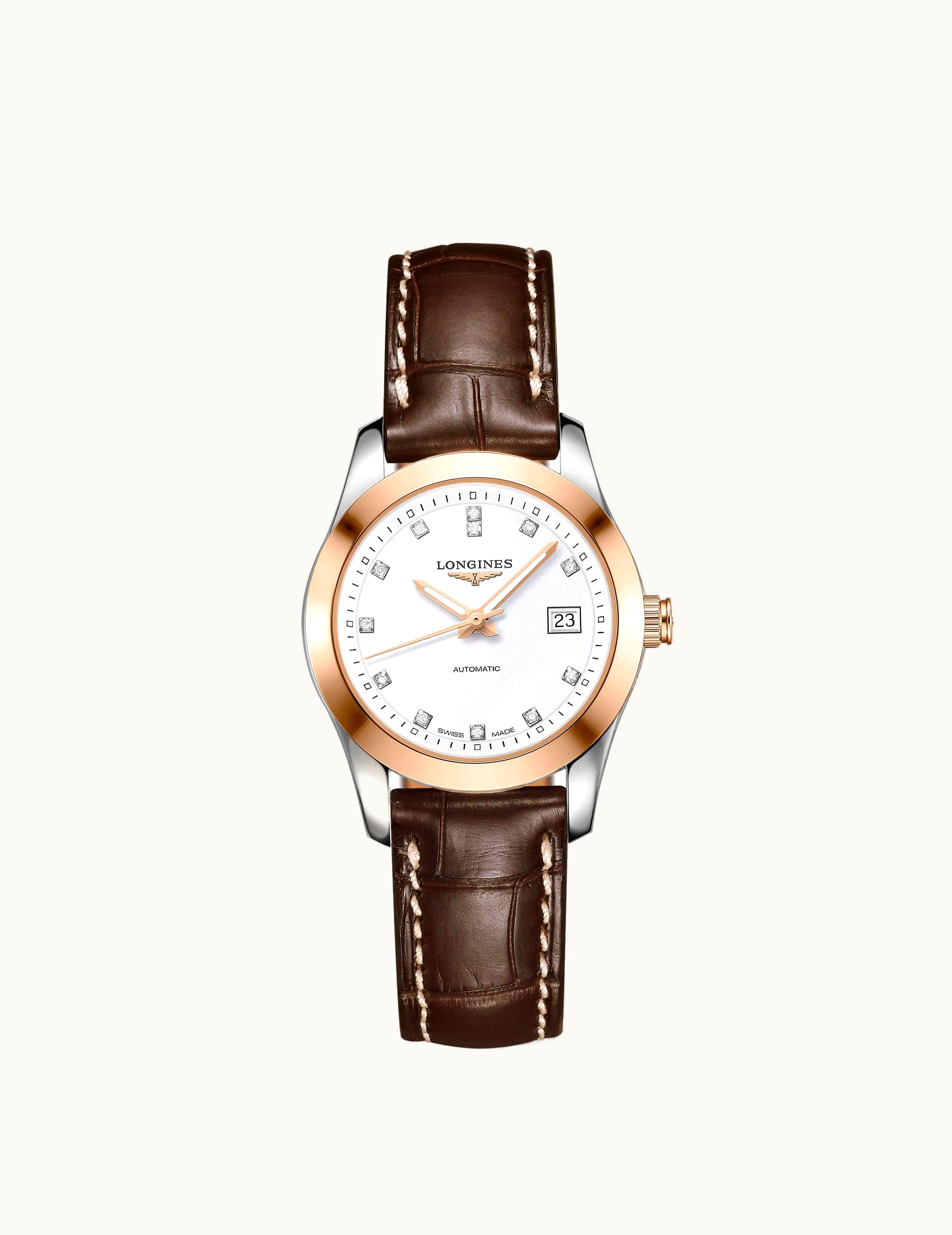 Longines Conquest Classic Automatic 29.5 Stainless Steel / Red Gold / MOP / Strap