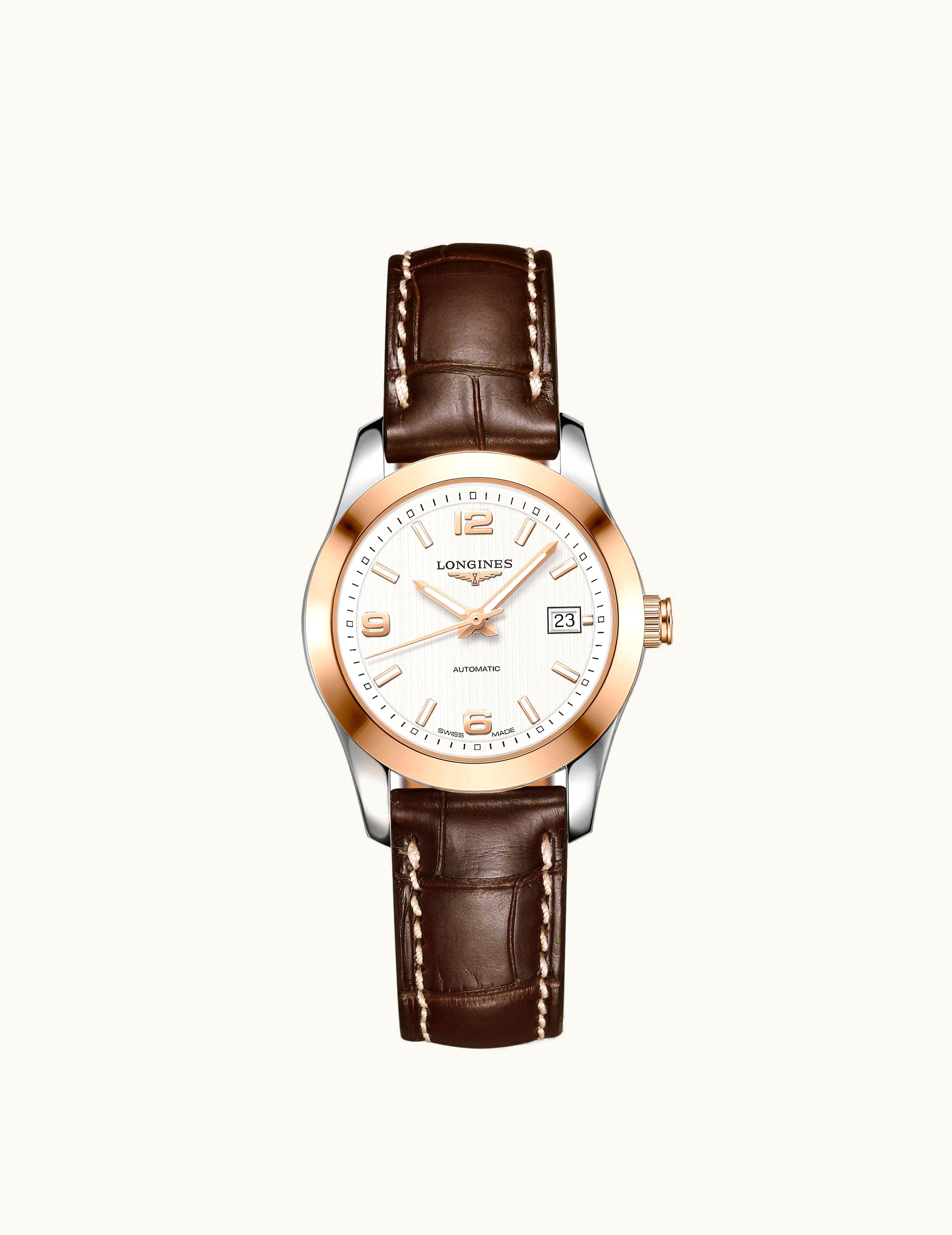 Longines Conquest Classic Automatic 29.5 Stainless Steel / Red Gold / White / Strap