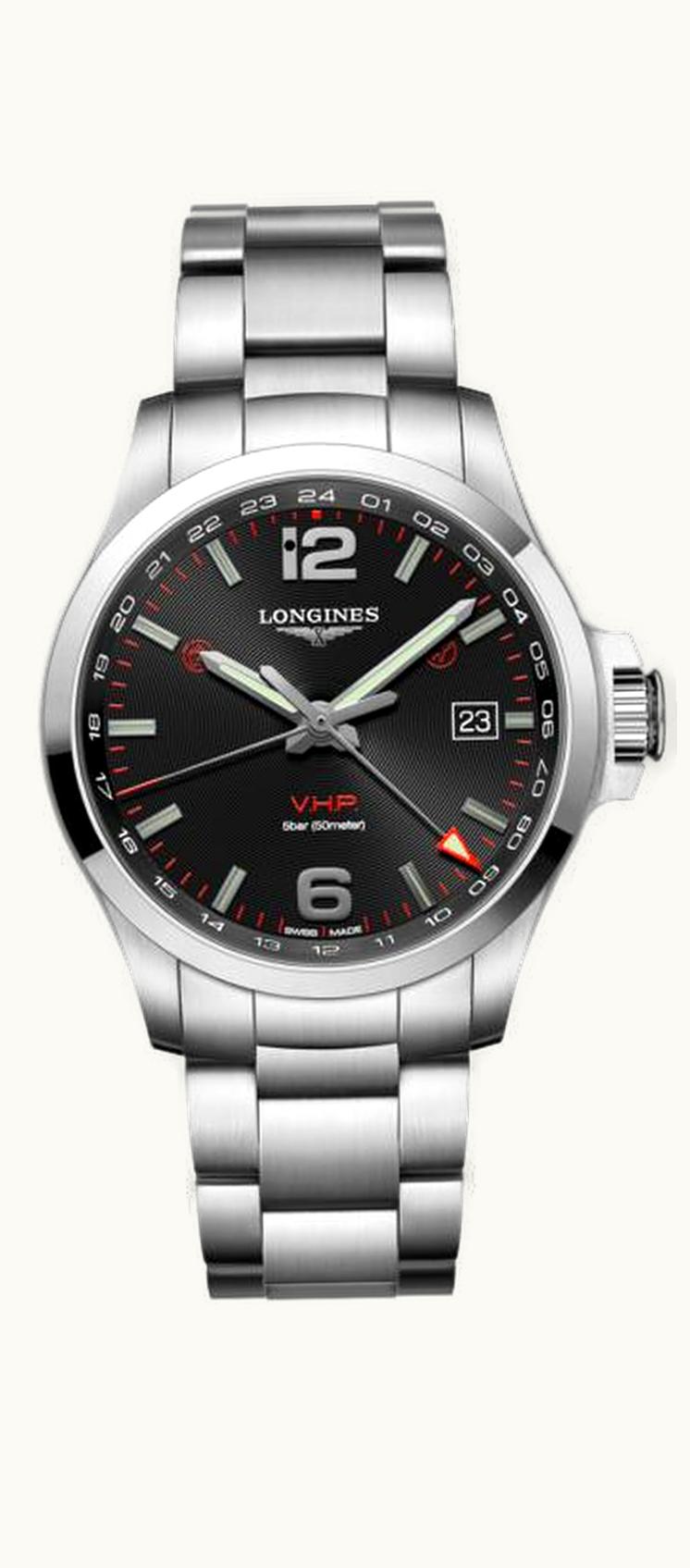 Longines Conquest V.H.P. GMT 43 Stainless Steel / Black / Bracelet