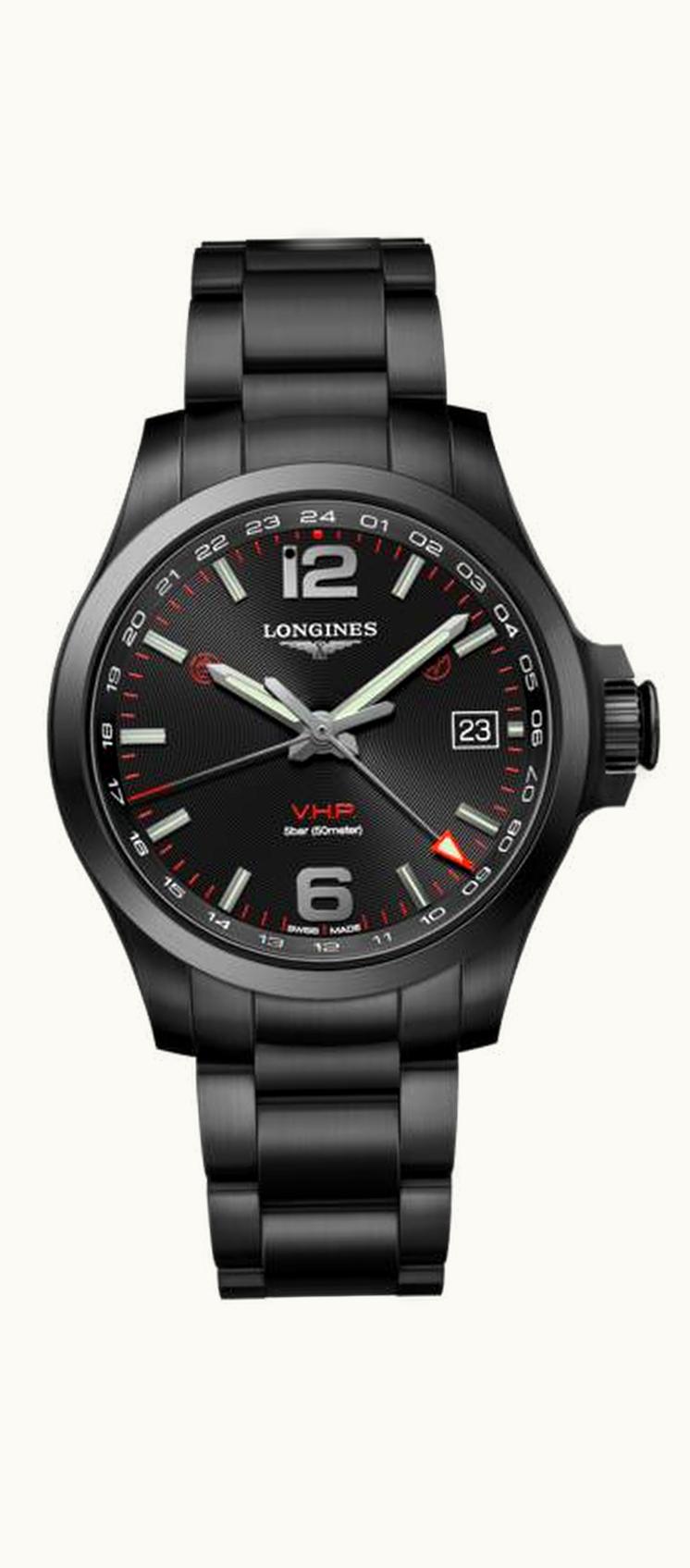 Longines Conquest V.H.P. GMT 41 PVD / Black / Bracelet