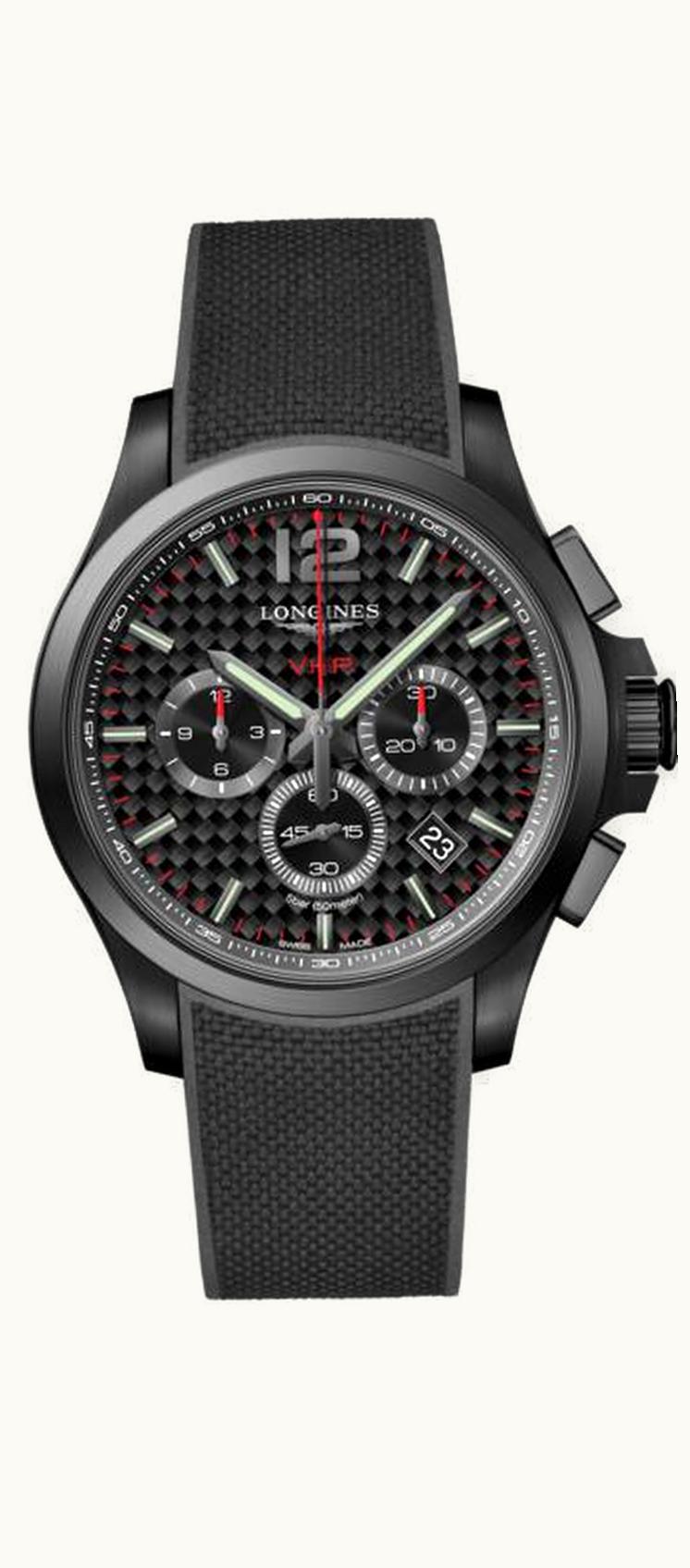 Longines Conquest V.H.P. Chronograph 44 PVD / Carbon / Rubber