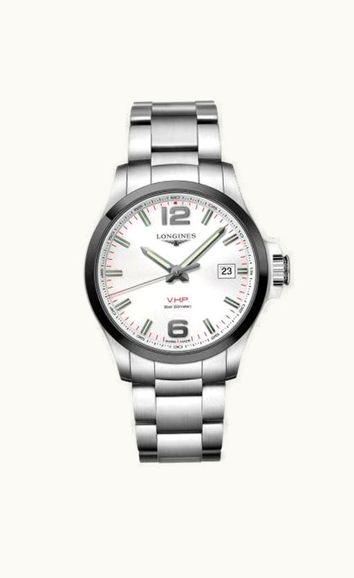 Longines Conquest V.H.P. 43 Stainless Steel / Ceramic / Silver / Bracelet