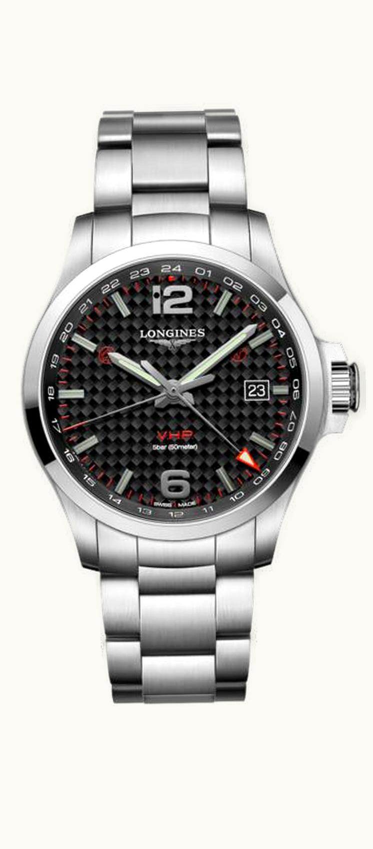 Longines Conquest V.H.P. GMT 43 Stainless Steel / Carbon / Bracelet