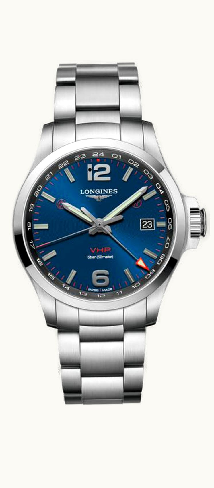 Longines Conquest V.H.P. GMT 43 Stainless Steel / Blue / Bracelet