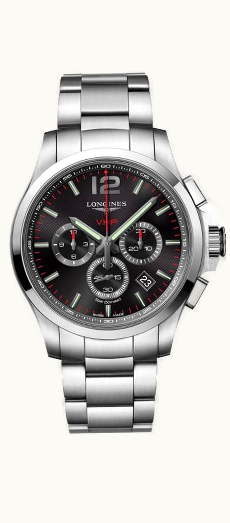 Longines Conquest V.H.P. Chronograph 44 Stainless Steel / Black / Bracelet