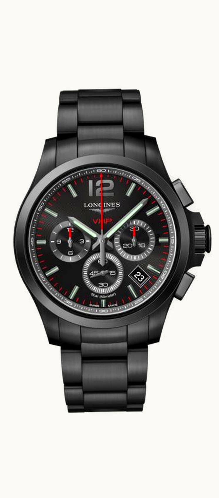 Longines Conquest V.H.P. Chronograph 42 PVD / Black / Bracelet