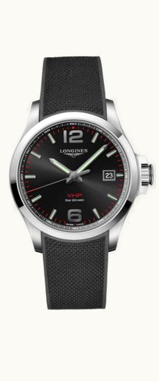 Longines Conquest V.H.P. 43 Stainless Steel / Black / Rubber
