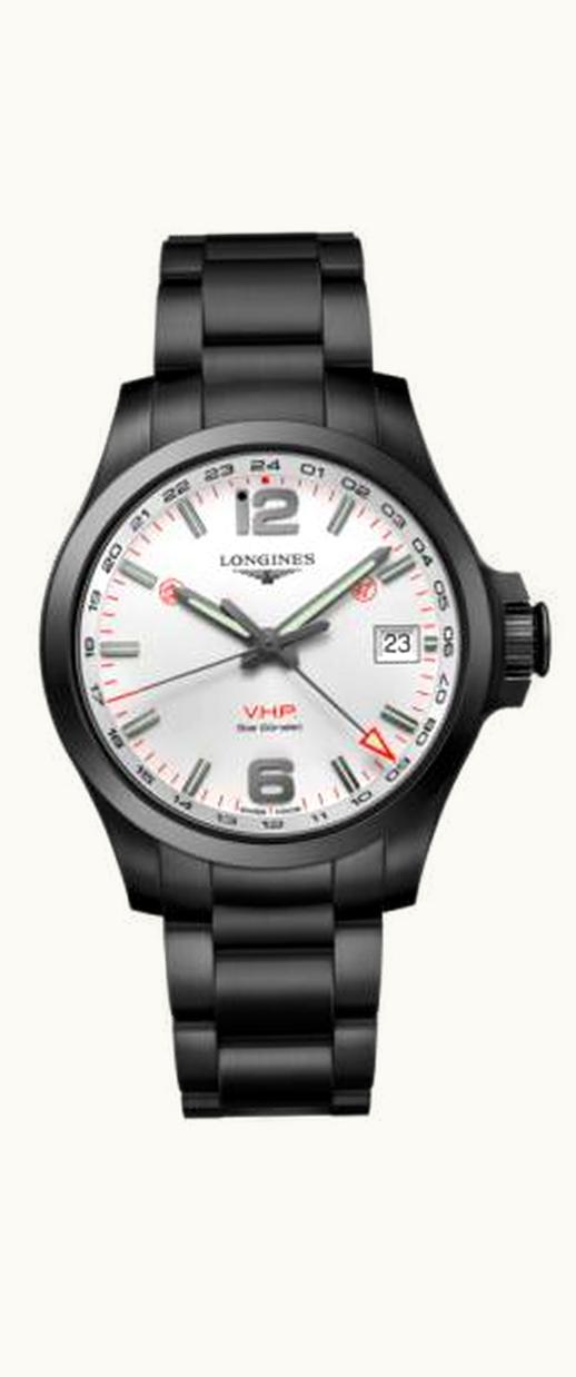 Longines Conquest V.H.P. GMT 41 PVD / Silver / Bracelet