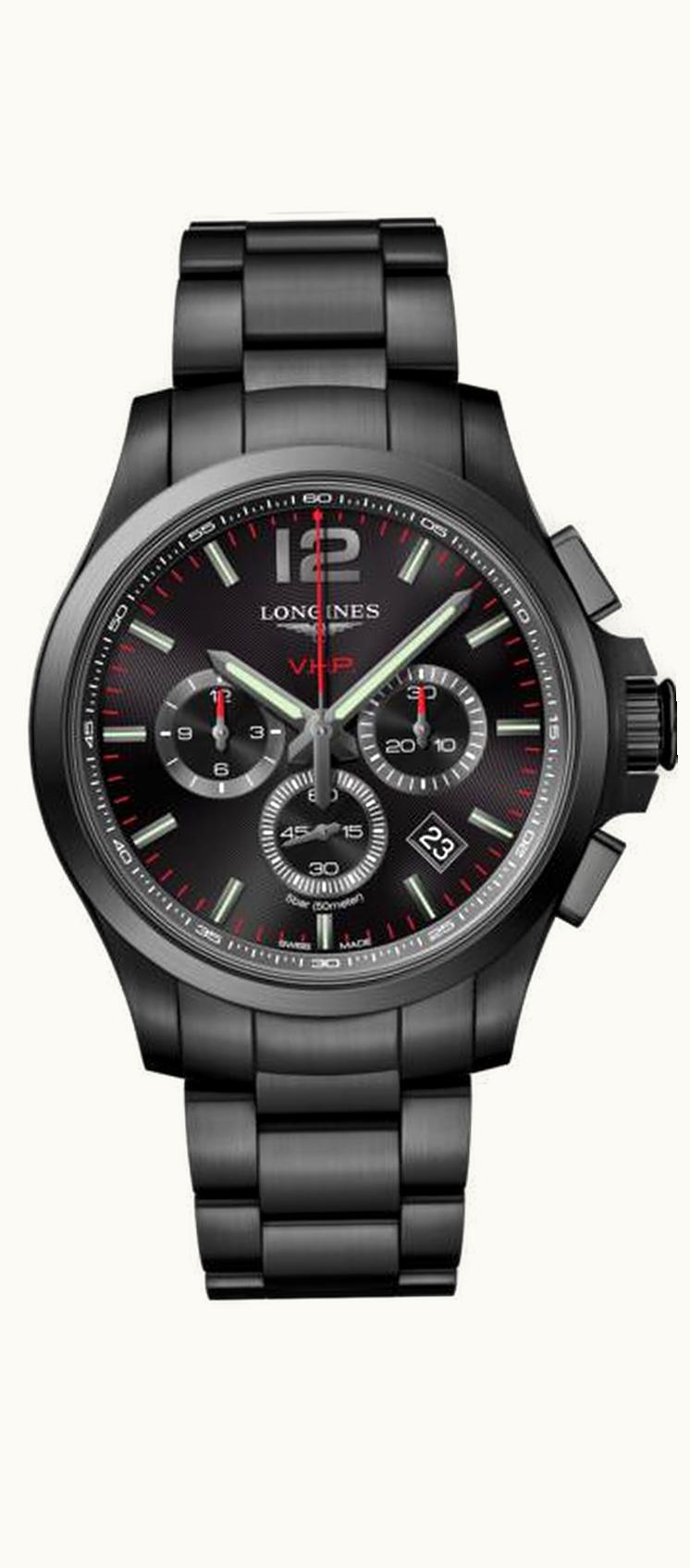 Longines Conquest V.H.P. Chronograph 44 PVD / Black / Bracelet