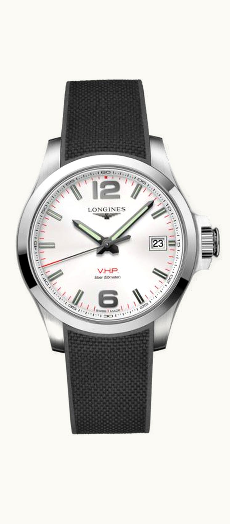 Longines Conquest V.H.P. 41 Stainless Steel / Silver / Rubber