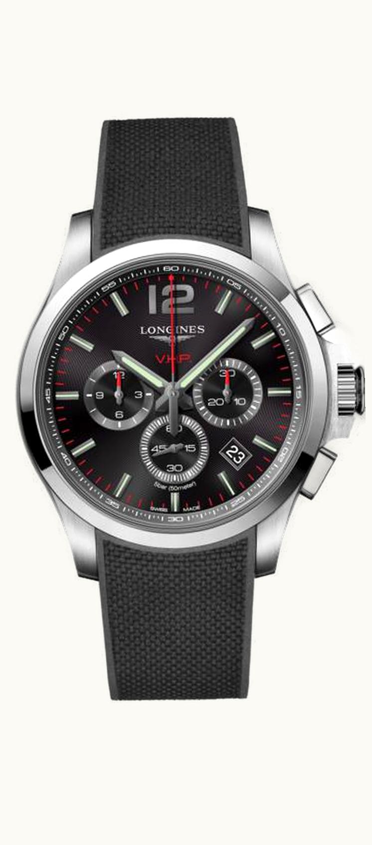 Longines Conquest V.H.P. Chronograph 44 Stainless Steel / Black / Rubber