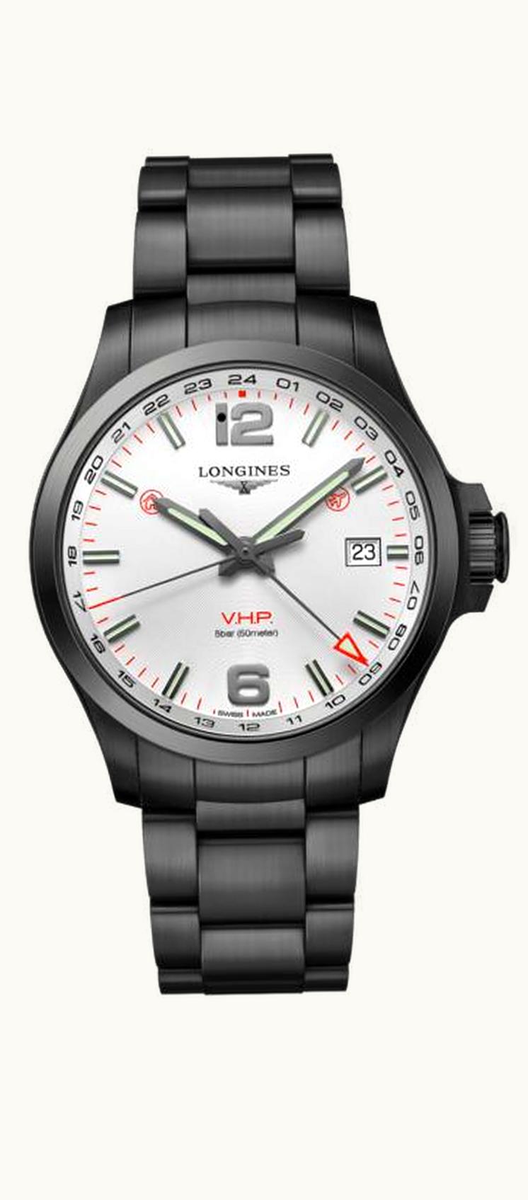 Longines Conquest V.H.P. GMT 43 PVD / Silver / Bracelet