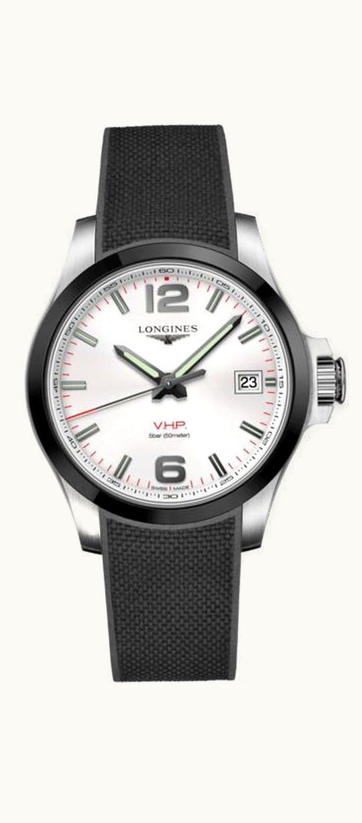 Longines Conquest V.H.P. 41 Stainless Steel / Ceramic / Silver / Rubber