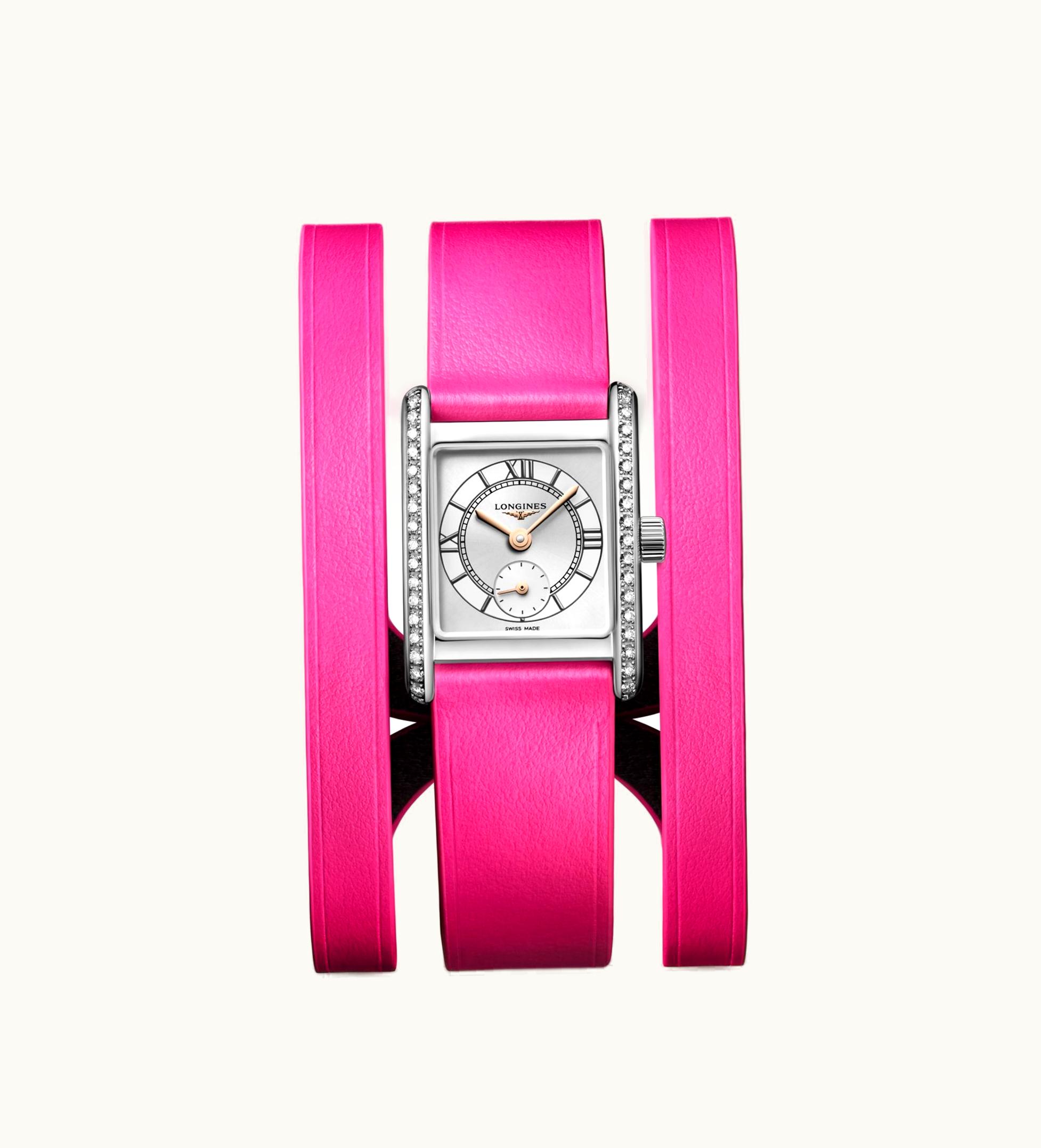 Longines Mini DolceVita 21.5 Quartz Stainless Steel - Diamond / 150th Kentucky Derby / Triple Cuff Pink